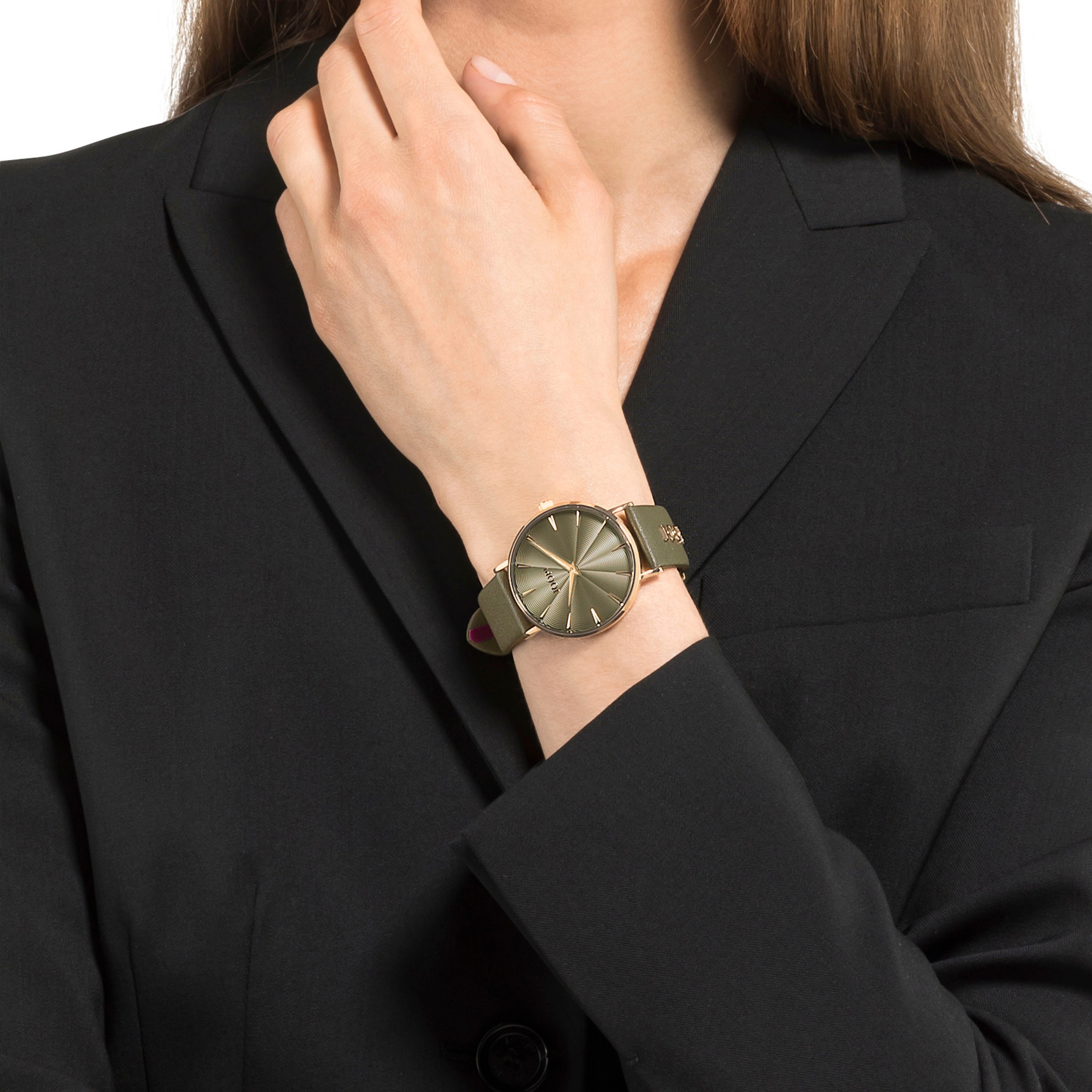 JOOP! Quarzuhr, Armbanduhr, Damenuhr, analog, Lederarmband