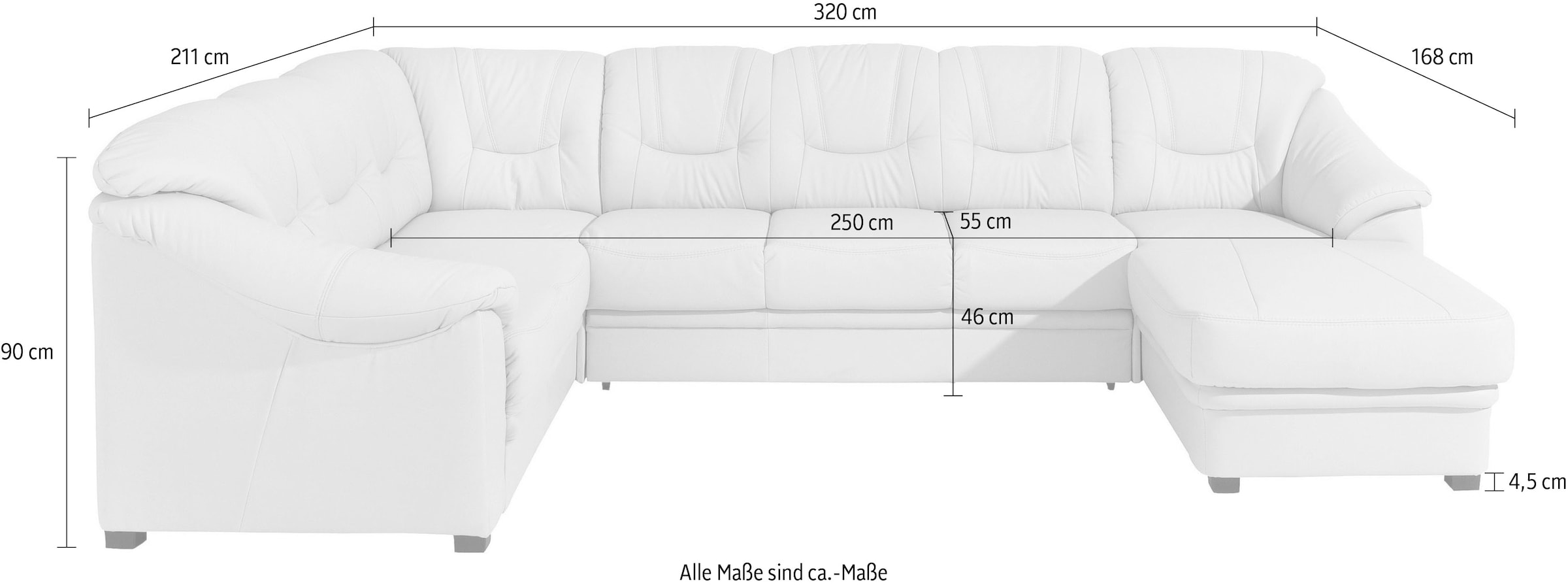 sit&more Wohnlandschaft »Savona U-Form«, wahlweise mit Bettfunktion, inklusive Federkern, frei im Raum stellbar