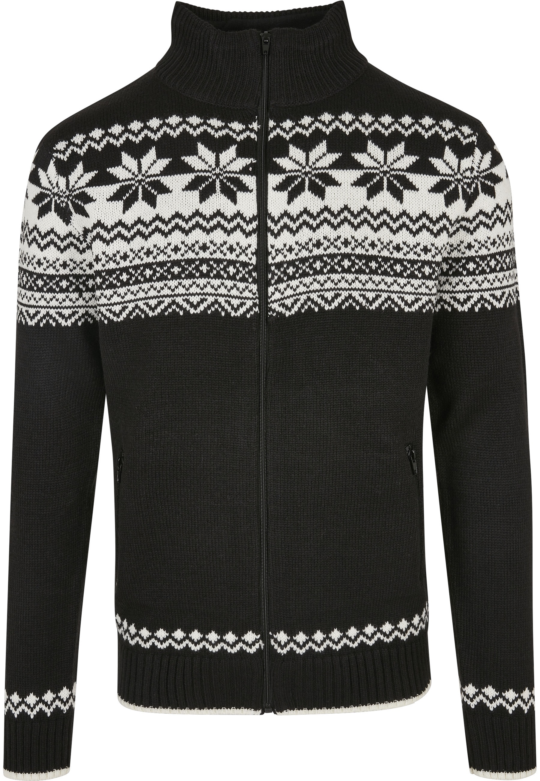 Strickjacke BRANDIT "Brandit Herren Cardigan Norweger", Herren, Gr. L, schwarz, 100% Polyacryl, mehrfarbig, normal, Rundhals, Strickjacken Strickjacke