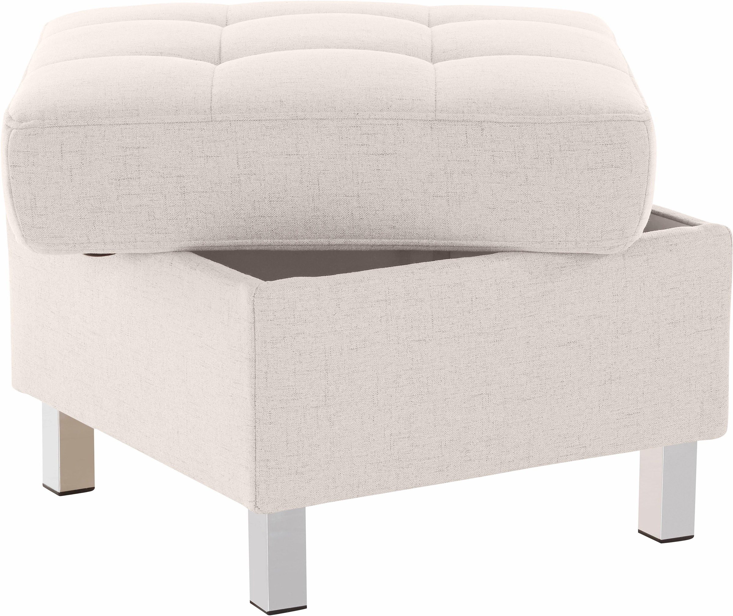 Polsterhocker SIT & MORE "Picasso", beige (linen), B:58cm H:43cm T:58cm, Struktur fein (100% Polyester), Hocker, Polsterhocker, mit Stauraumfach 2