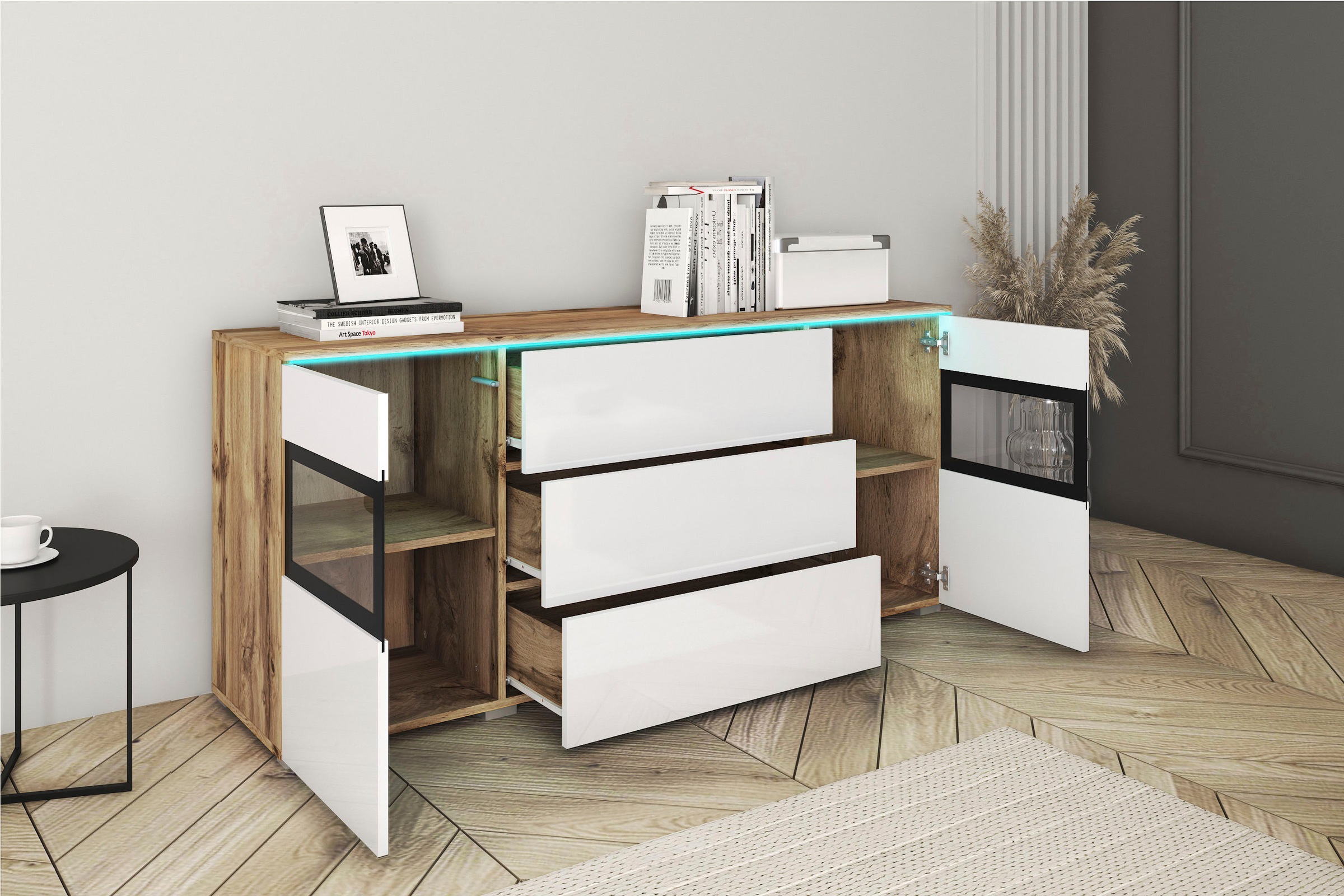 Thumbnail - Home affaire Sideboard "VERA" Moderne grifflose Kommode,verstellbare Einlegeböden