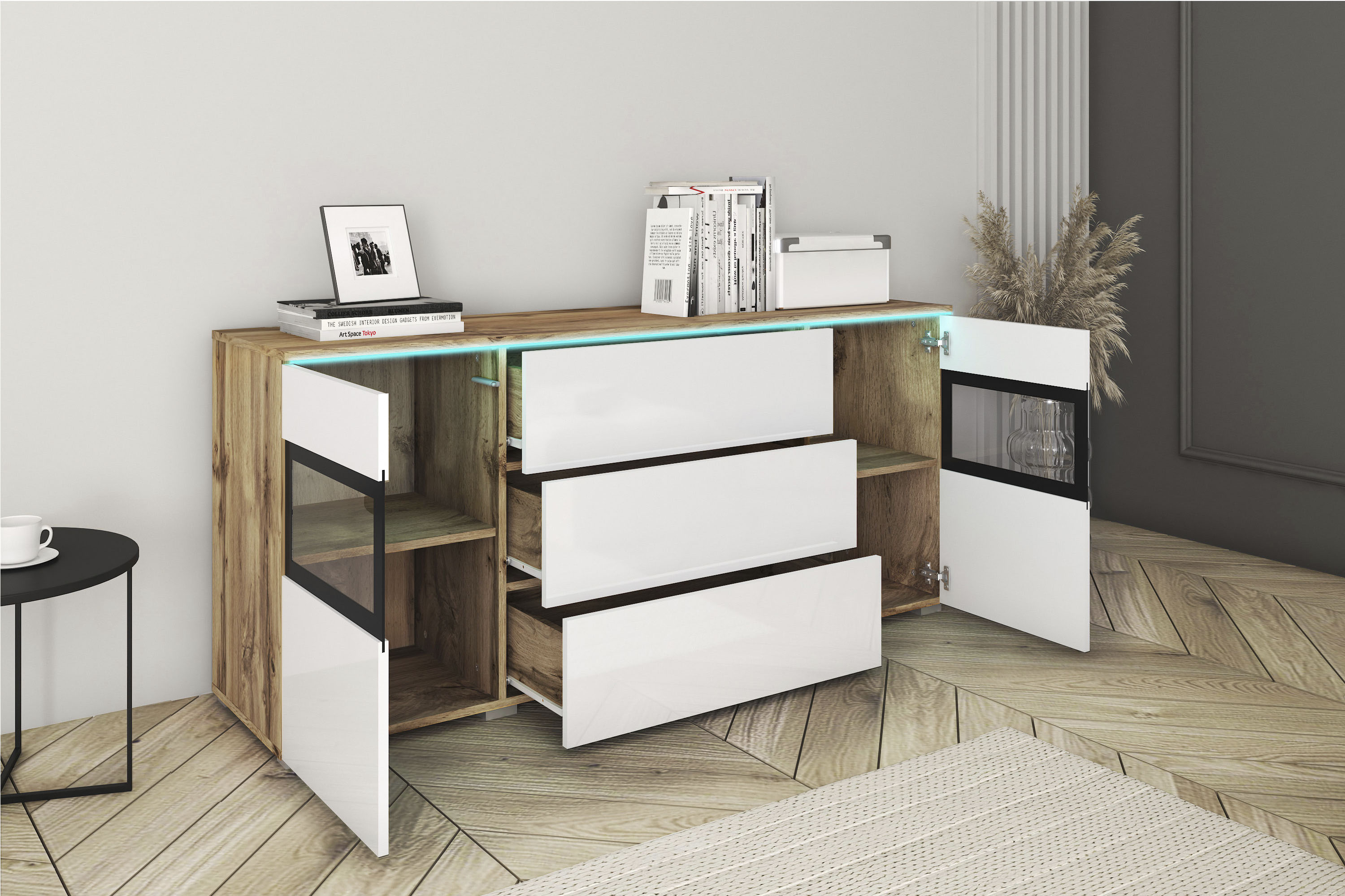 Thumbnail - INOSIGN Sideboard "VERA" Moderne grifflose Kommode,verstellbare Einlegeböden