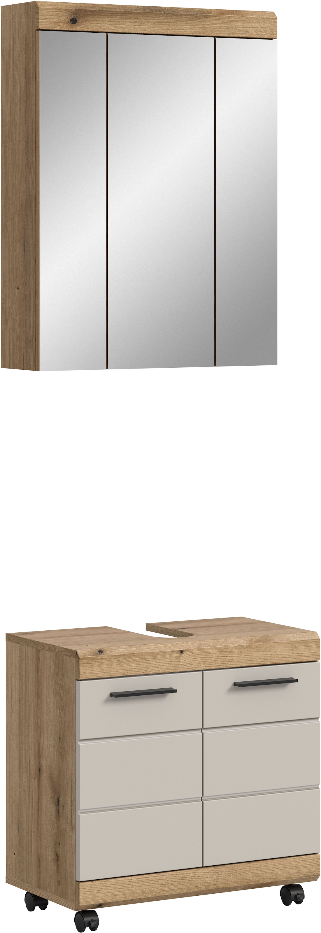 welltime "SIENA, 2 tlg., Waschbeckenunterschrank auf Rollen & Spiegelschrank" TOPSELLER, 2 Stk. tlg.