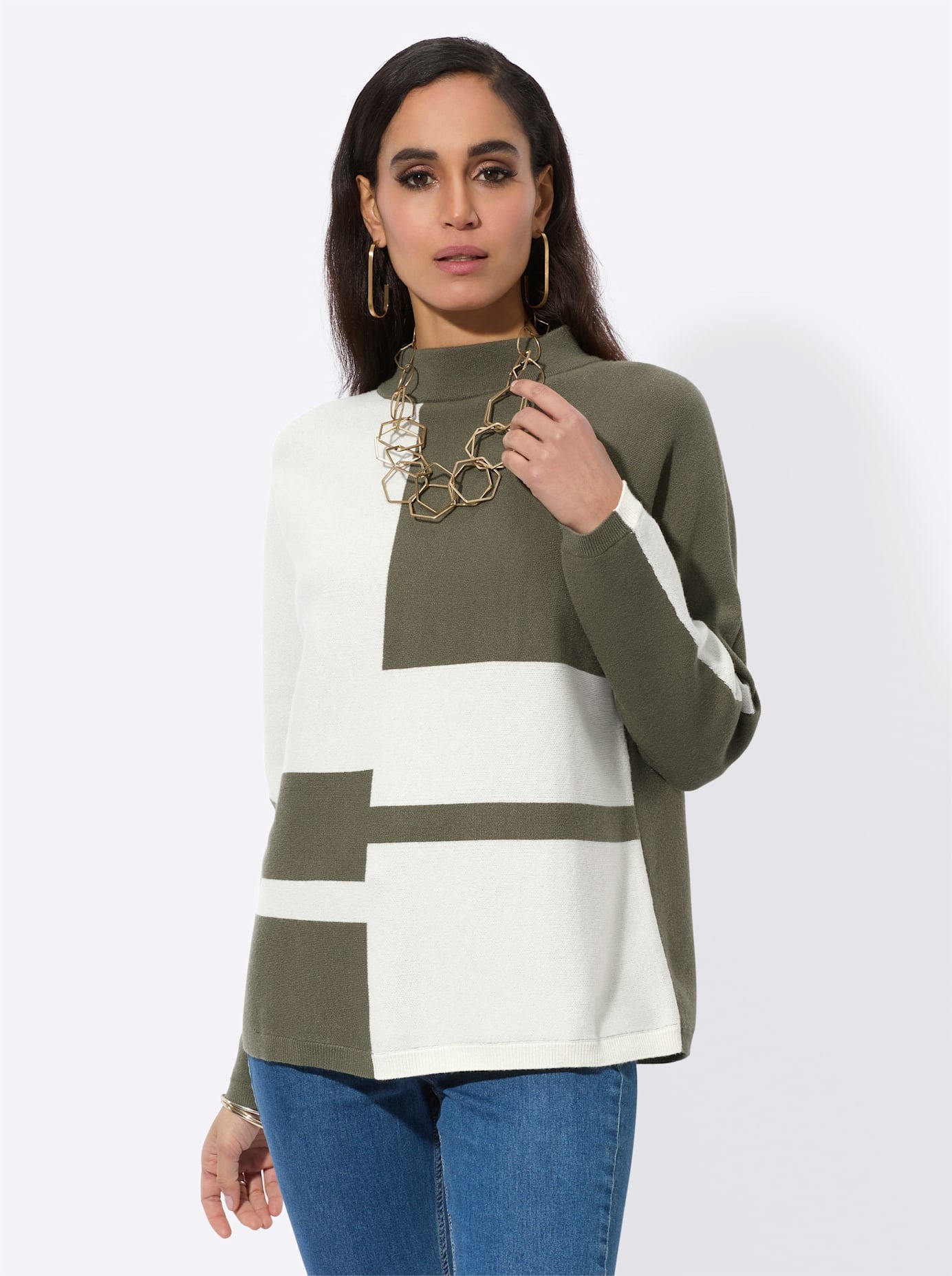 creation L Fledermauspullover "Jacquard-Pullover" günstig online kaufen