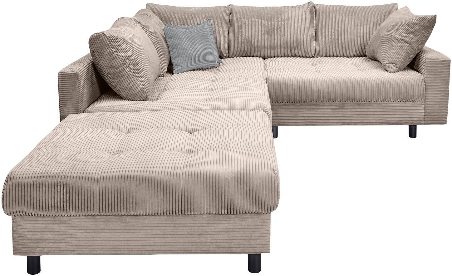 Home affaire Ecksofa »Toni L-Form, B: 215 cm«, mit Hocker & 2 Zierkissen, Federkern