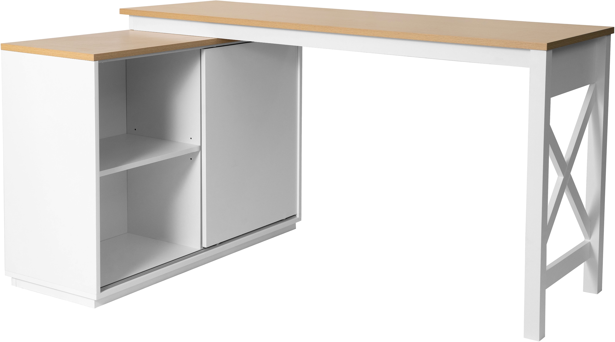 OTTO home Eckschreibtisch "SILBA" viel Stauraum, mit Schiebetür, Breite: 14 günstig online kaufen