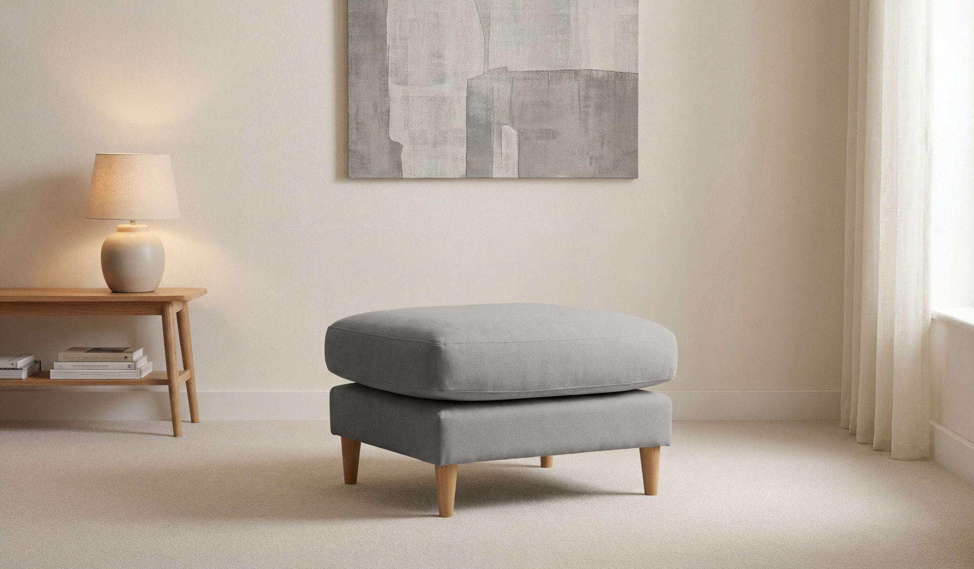 OTTO home Pouf "Finnian" Polsterhocker 70x70 cm, Chenille, Massivholzfüße günstig online kaufen