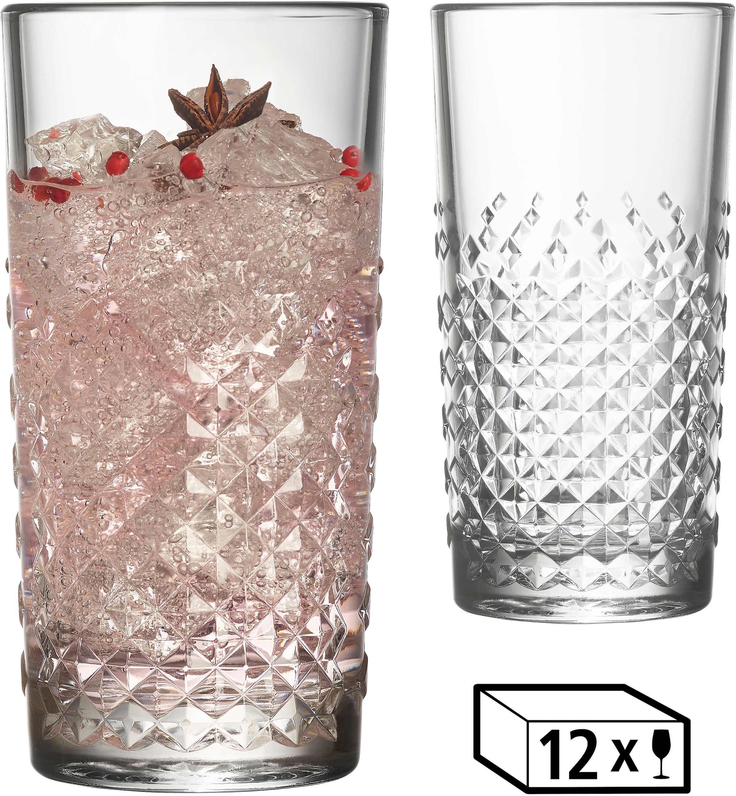 LIBBEY Gläser-Set "Beverage Glas -OCULAR-, 473 ml, Ø 8 cm, H: 15,5 cm, 12er günstig online kaufen