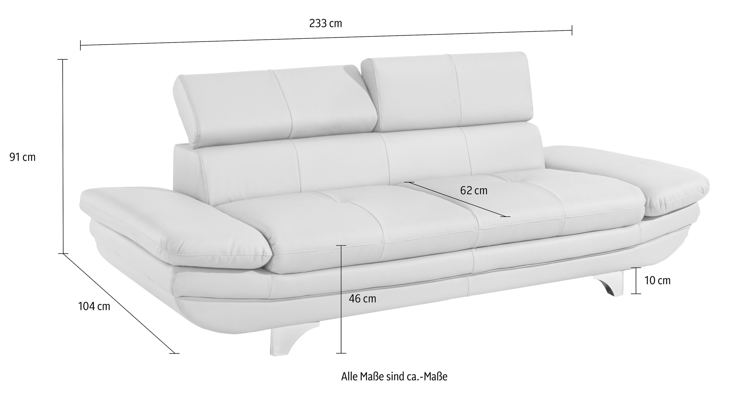 COTTA Polstergarnitur »Enterprise«, (Set), Set: bestehend aus 3-Sitzer und Hocker, Inklusive Rückenverstellung