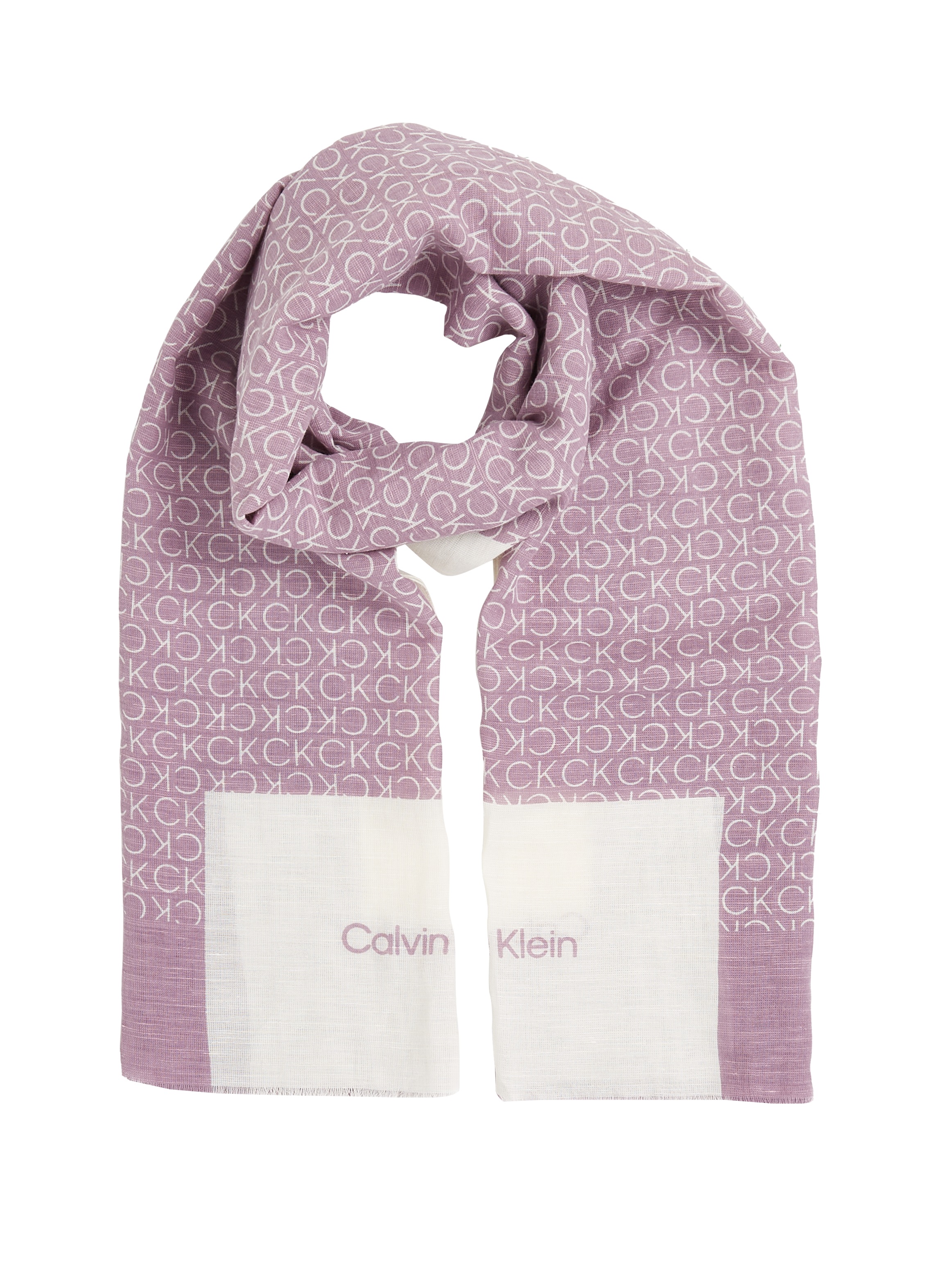 Calvin Klein Schal "GEO MINIMAL LOGO LINEN STOLE", Logoprägung, ausgefranst günstig online kaufen