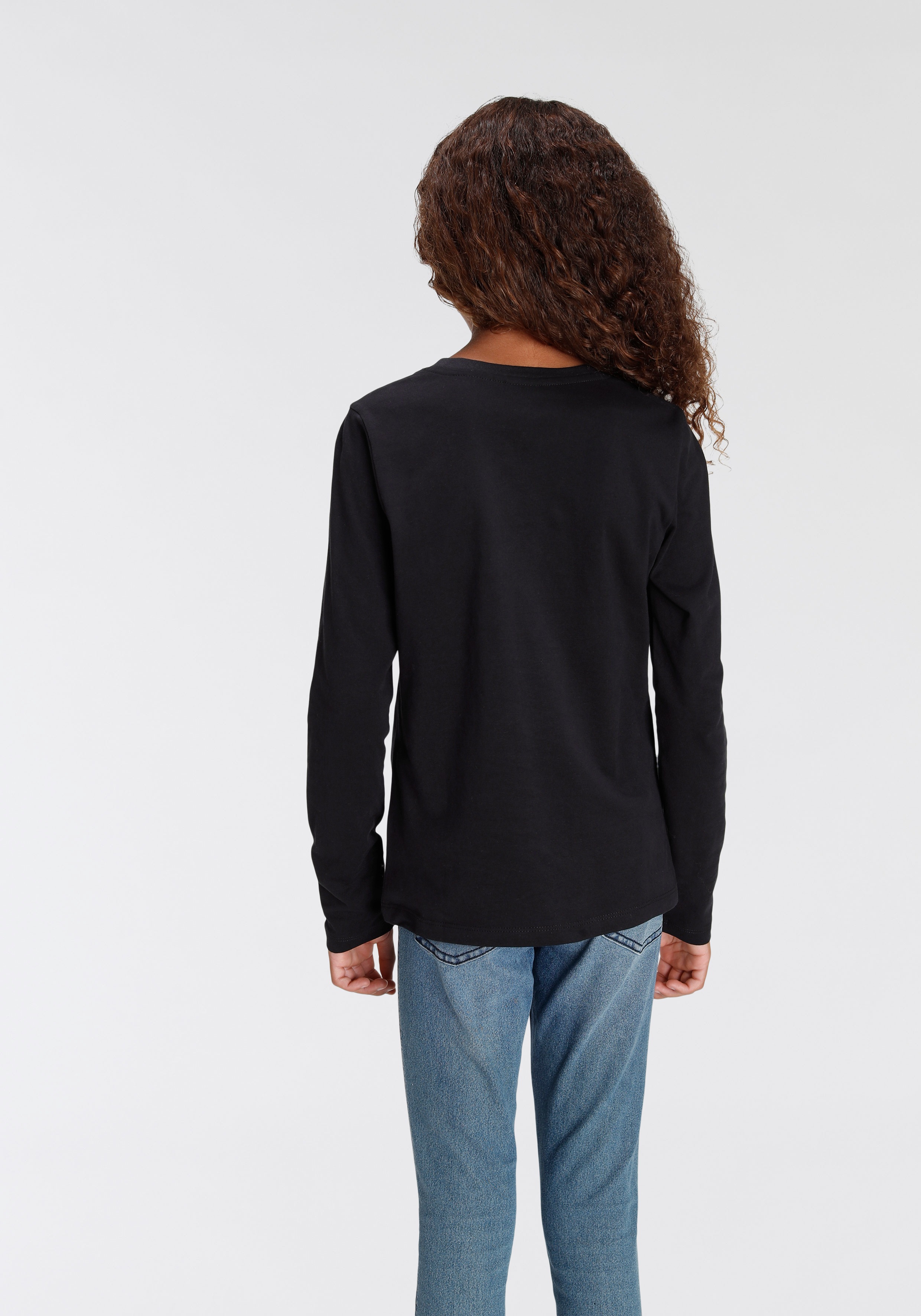 Thumbnail - KIDSWORLD Langarmshirt "NA&?" langärmlig, Basic-Passform, mit Statement-Druck