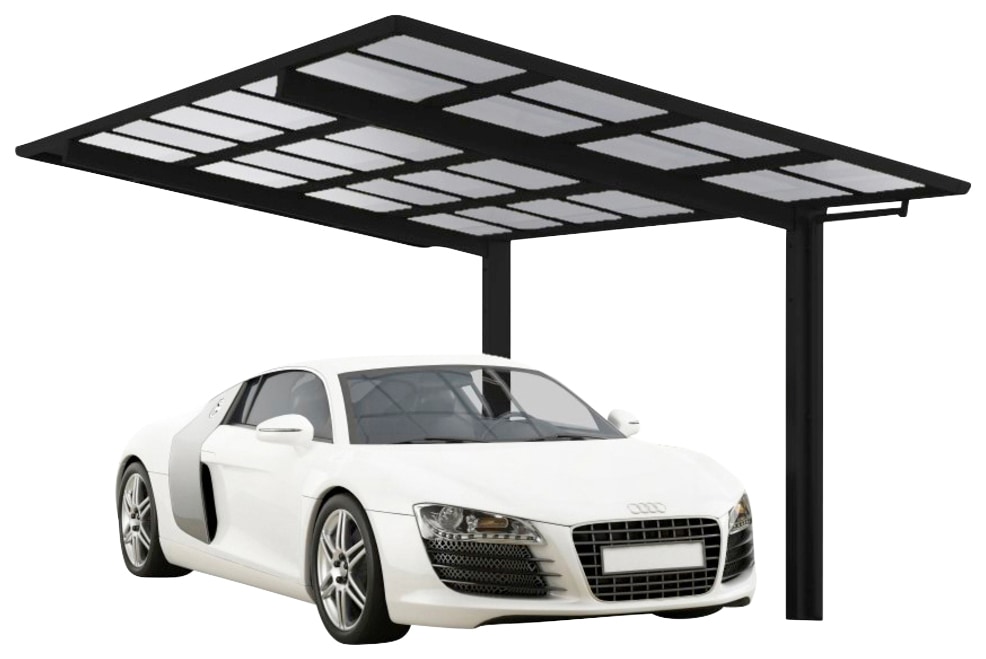 Ximax Einzelcarport "Linea Typ 80 Sonderlänge/Breite XL-schwarz", Aluminium, 286 cm, schwarz, Aluminium