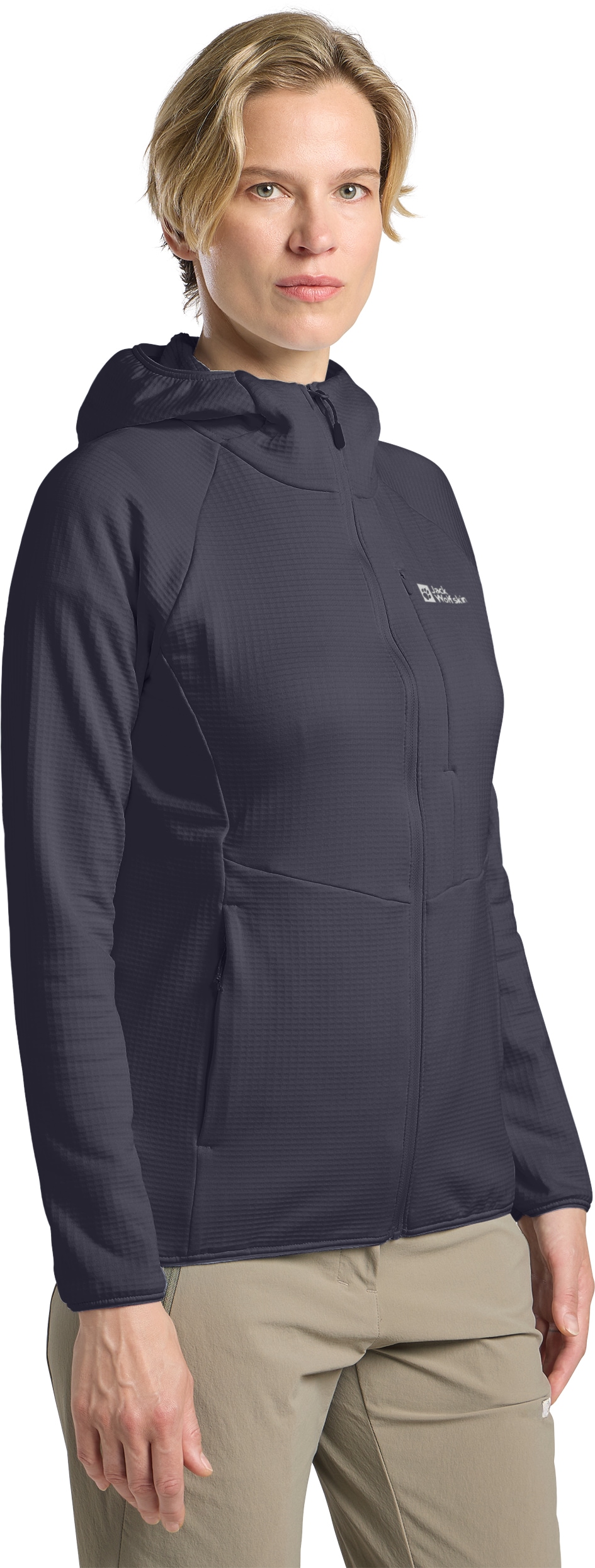Jack Wolfskin Kapuzenfleecejacke "KOLBENBERG HOODED FZ W" atmungsaktiv, aus leichtem Gitterfleece, mit weichem Tragegefühl