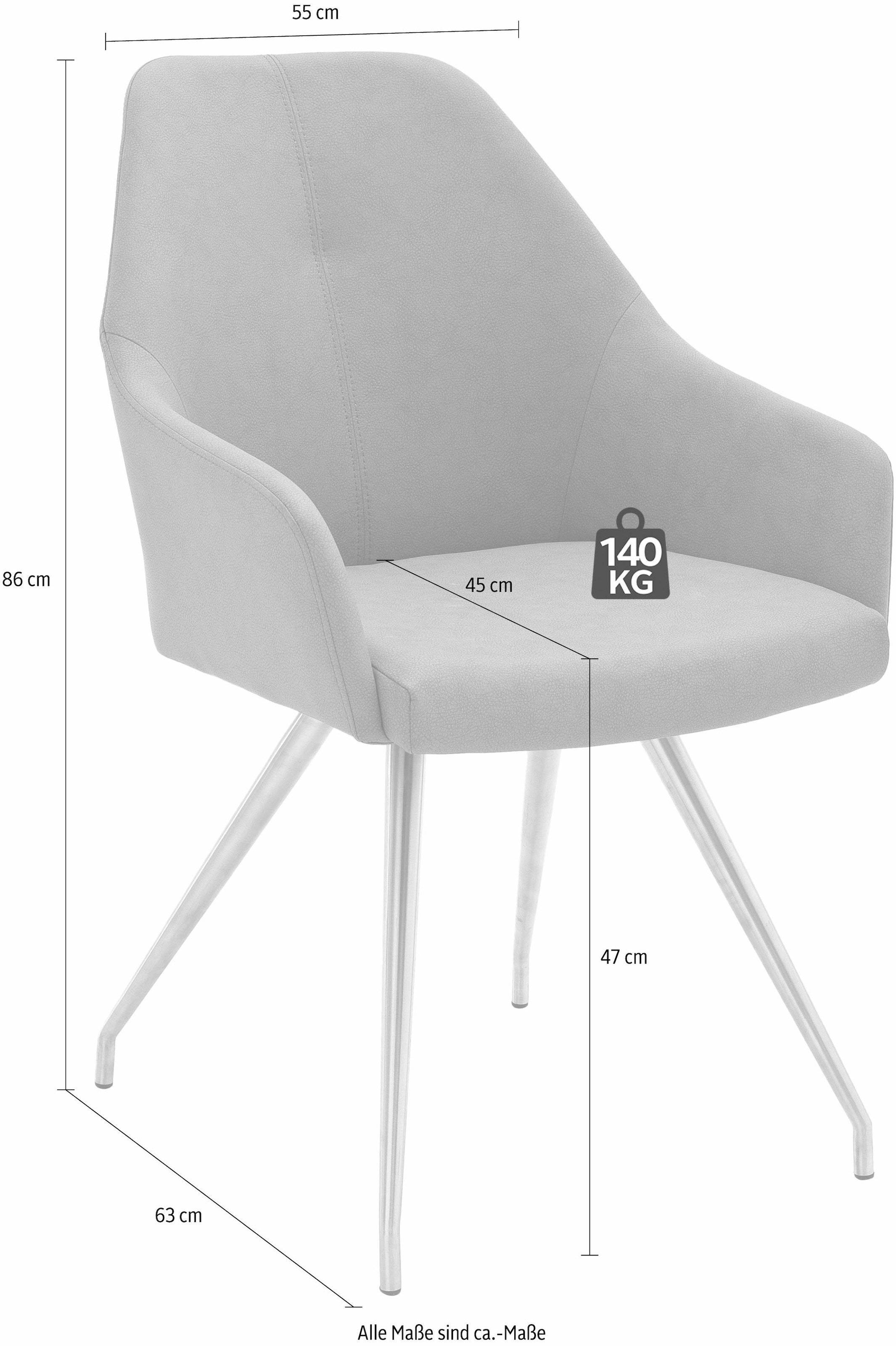 MCA furniture 4-Fußstuhl »Madita A-Oval«, (Set), 2 St., Kunstleder, Stuhl belastbar bis 140 Kg