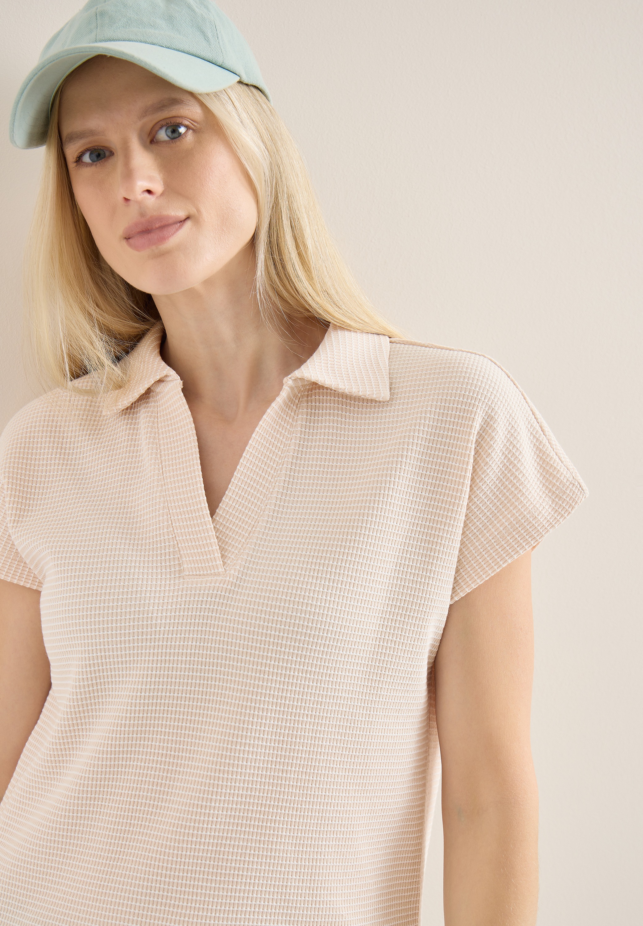CECIL Women's Polo Shirt Pearl Beige Size M 2