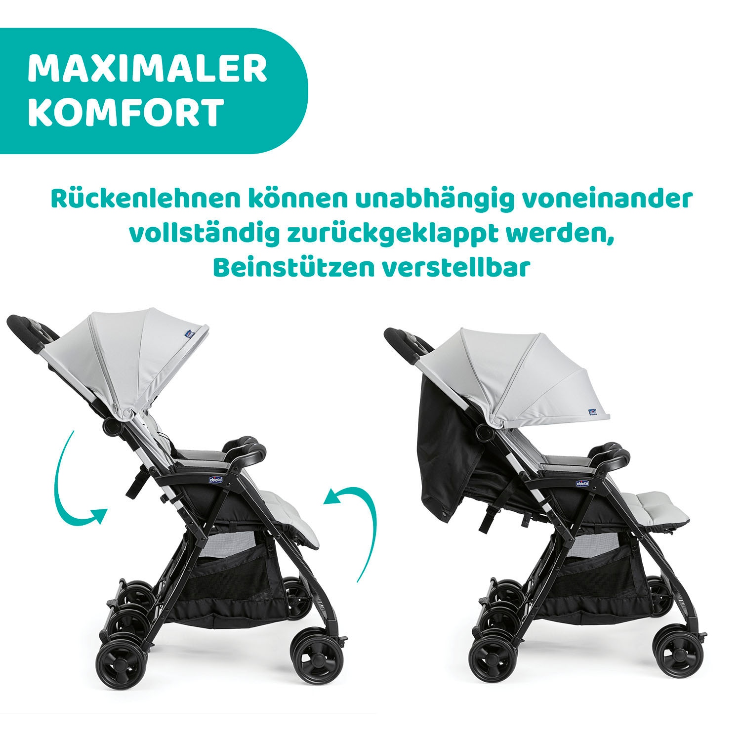 Chicco Zwillingsbuggy »OHlalà Twin, Silver Cat«, 15 kg, Zwillingskinderwagen