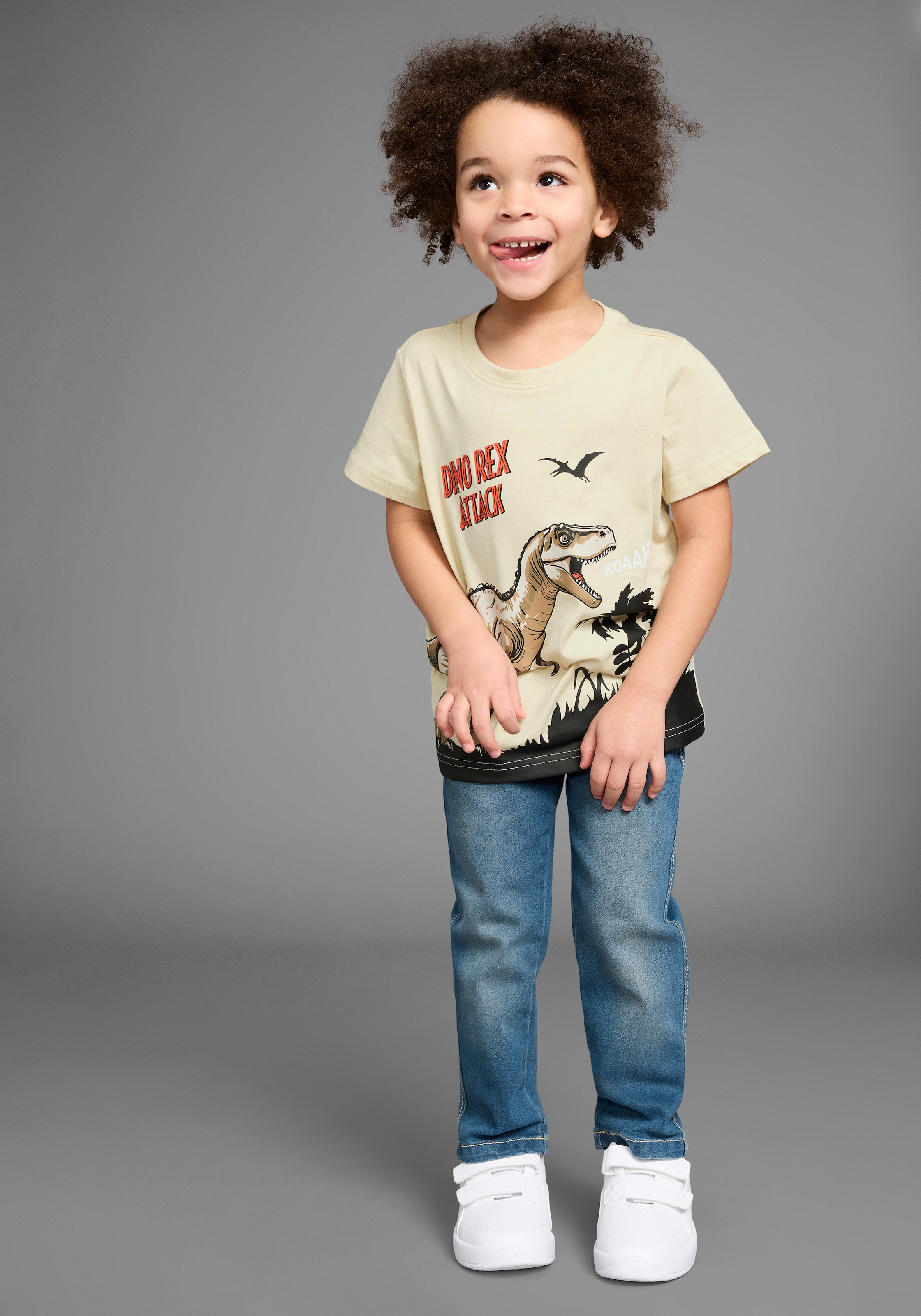 KIDSWORLD T-Shirt »Druck: DINO REX ATTACK«, mit großem Saum-Druck