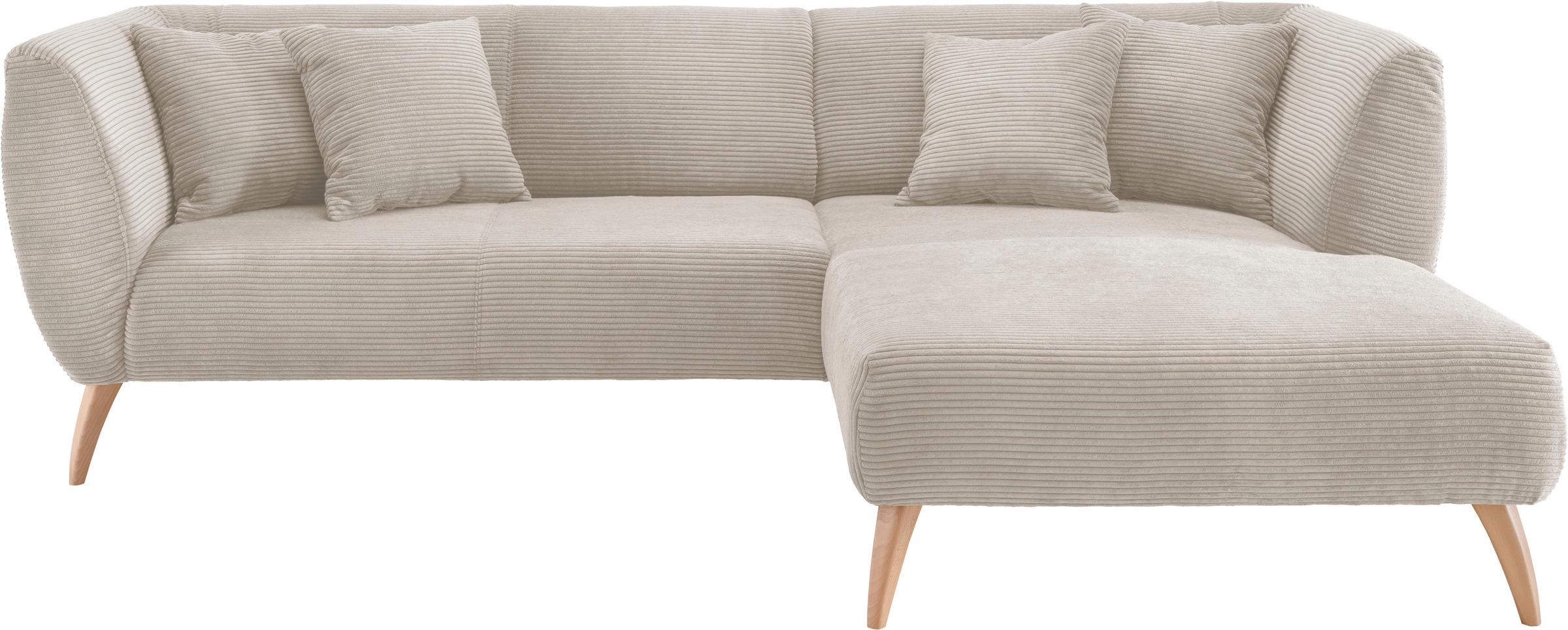 INOSIGN Ecksofa »Colori L-Form«, Holzfußfarbe wählbar, inkl. 4x Zierkissen