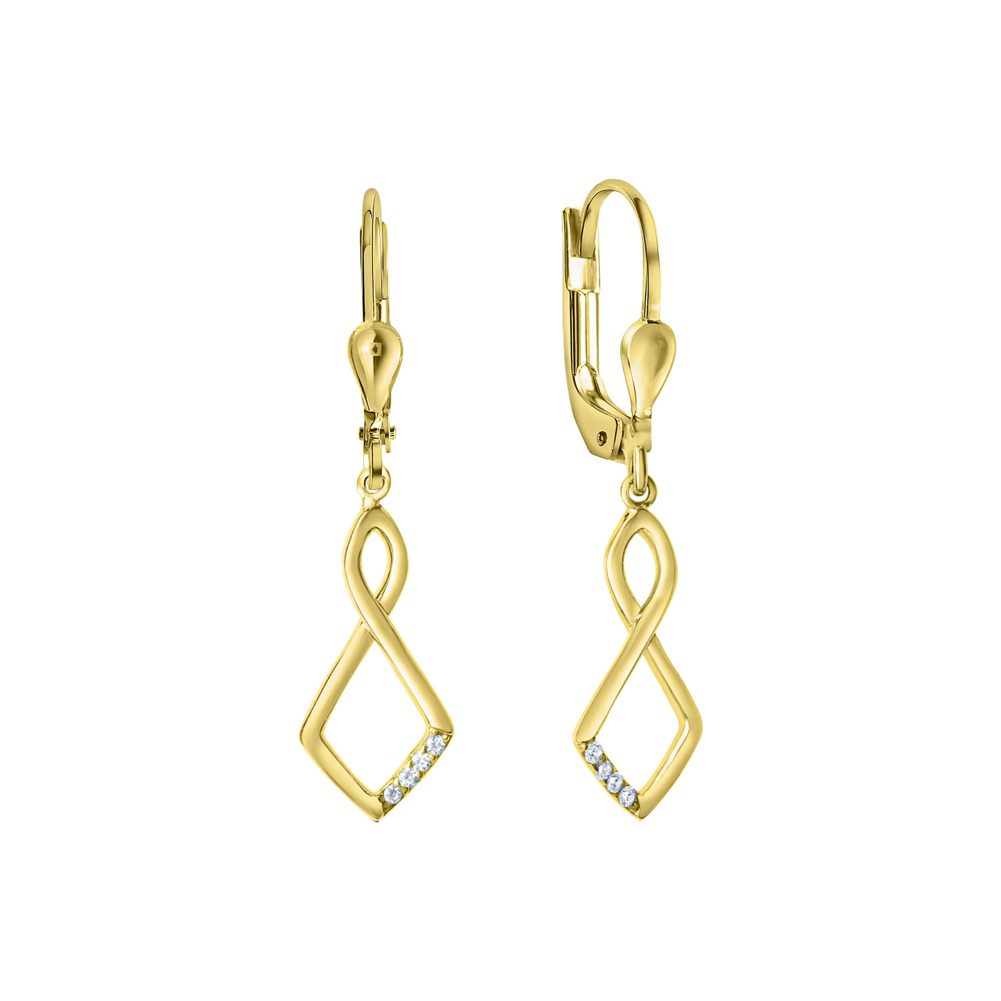 VIVANCE Damen Paar Ohrhänger "925-Sterling Silber vergoldet", one-size, Silber 925 (Sterlingsilber), gelb, Silber 925 (Sterlingsilber), Ohrringe