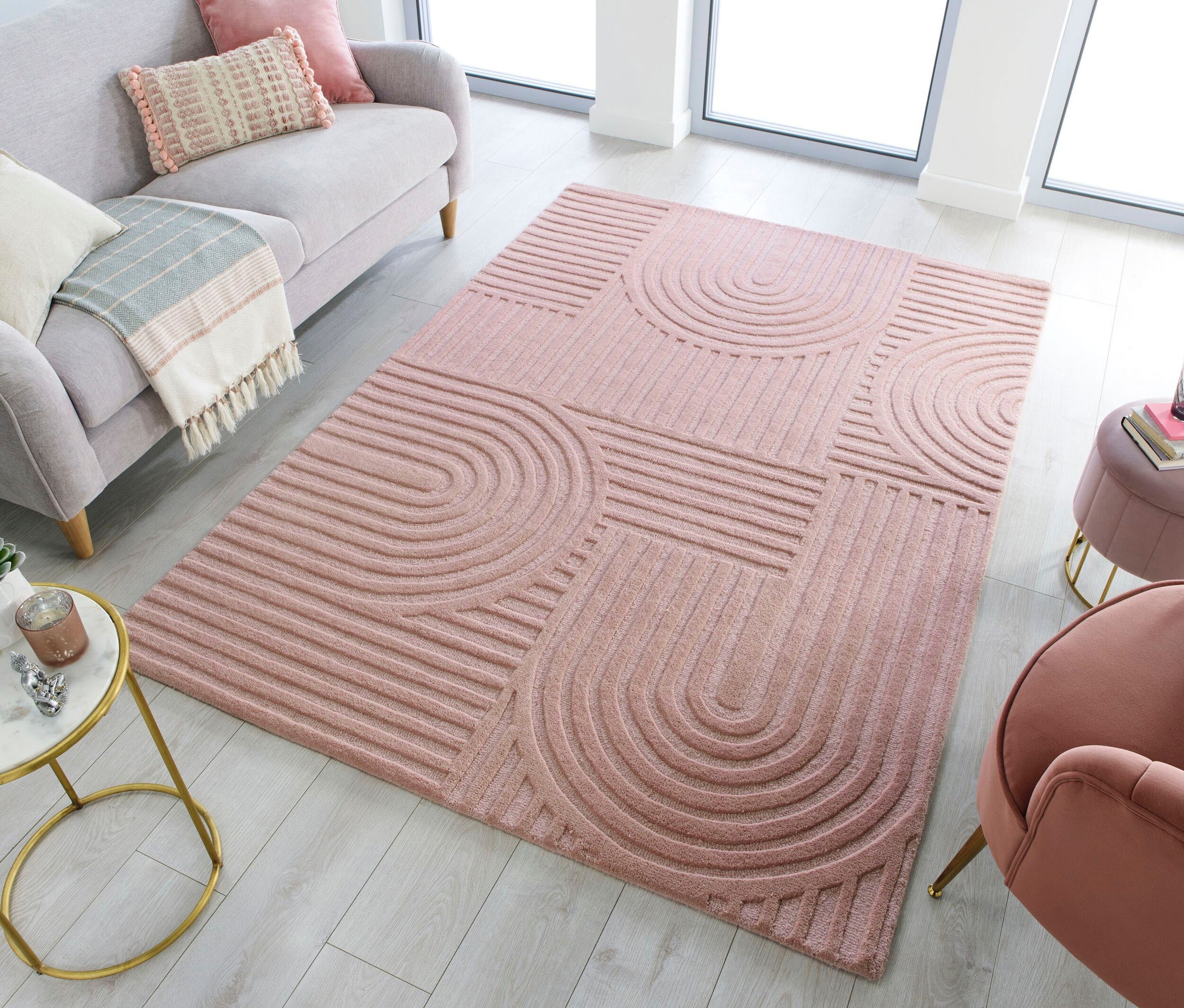 FLAIR RUGS Wollteppich »Zen Garden«, 10 mm Höhe, 100% Wolle, Hoch-Tief-Effekt, auch als Läufer und in Rund erhältlich