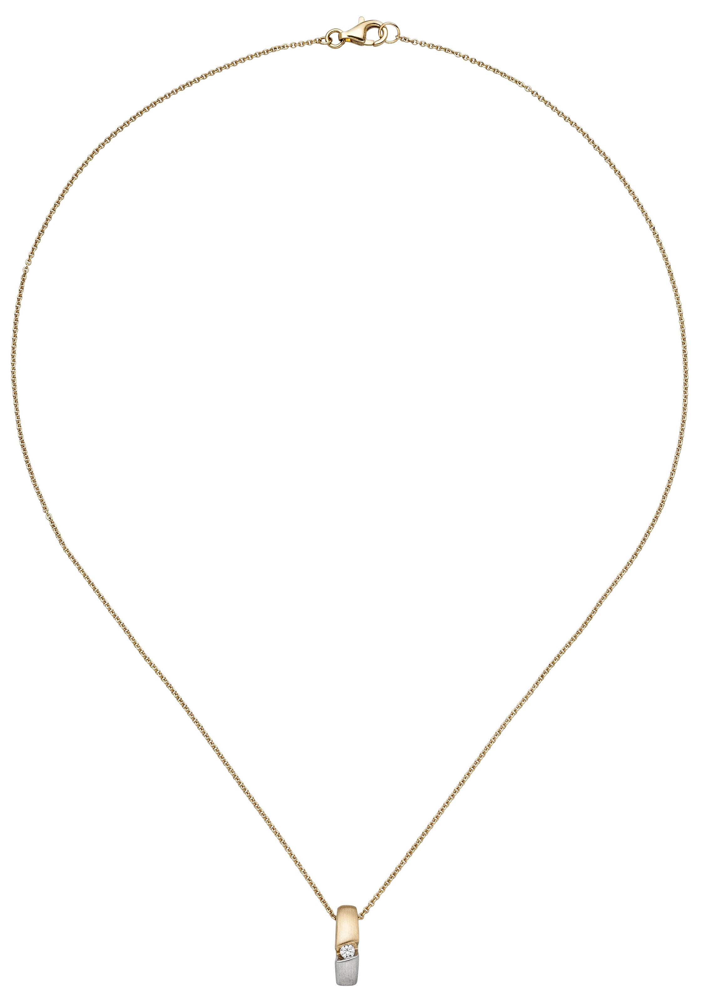 JOBO Kette mit Anhänger, 585 Gold bicolor mit 1 Diamant 43 cm