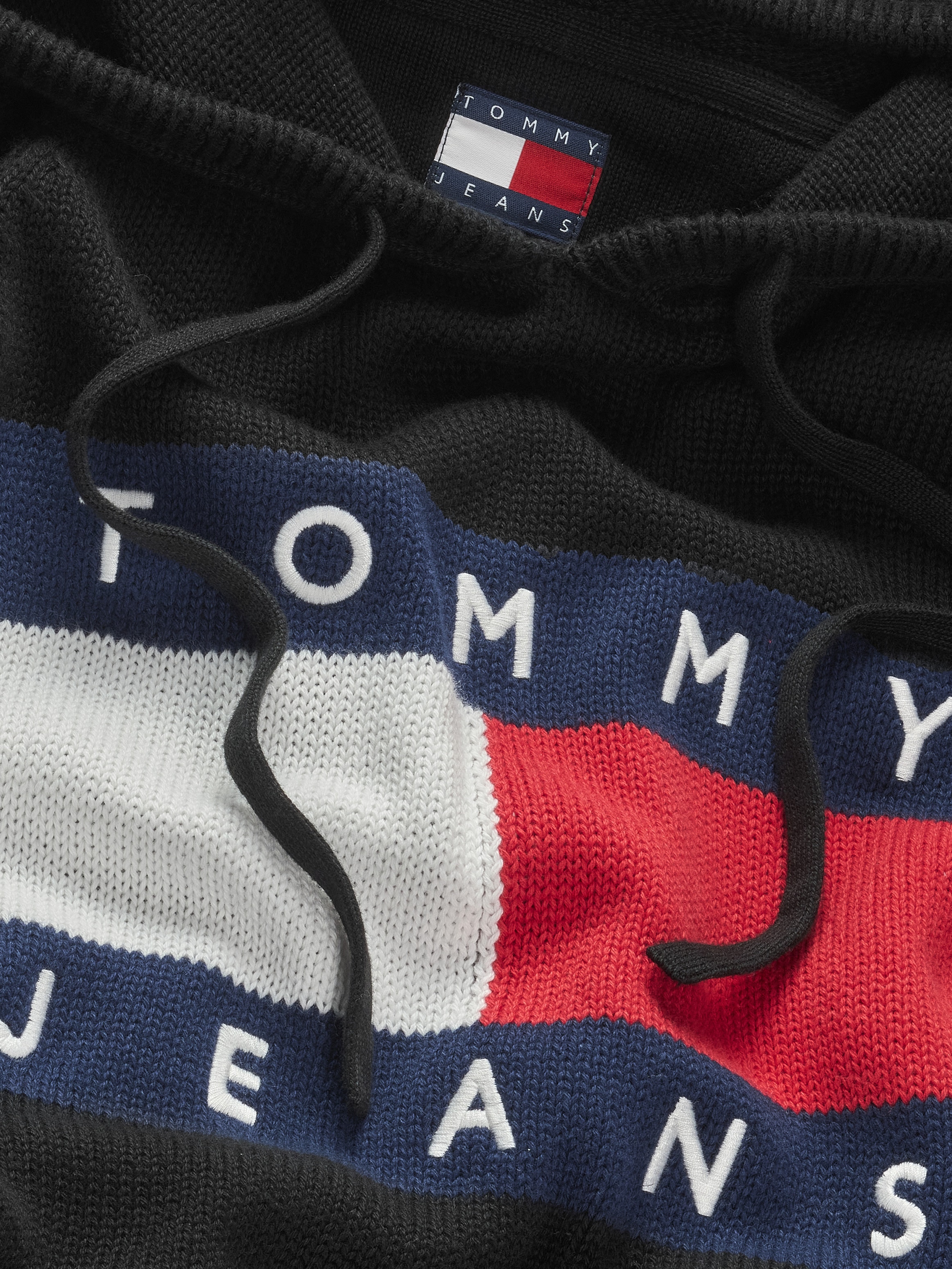 Tommy Jeans Curve Sweatkleid »TJW FLAG HOOD SWEATER DRESS EXT«, in Großen Größen, Kapuze, Logo-Flag