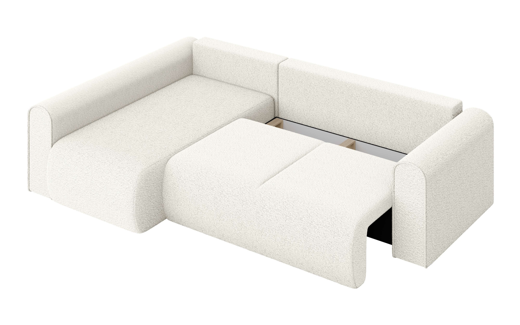 INOSIGN Ecksofa »Zacharia wahlweise Schlafsofa mit Bettkasten, B/T/H 250/166/86 cm«, L-Form mit Wellenunterfederung, Ottomane rechts oder links bestellbar