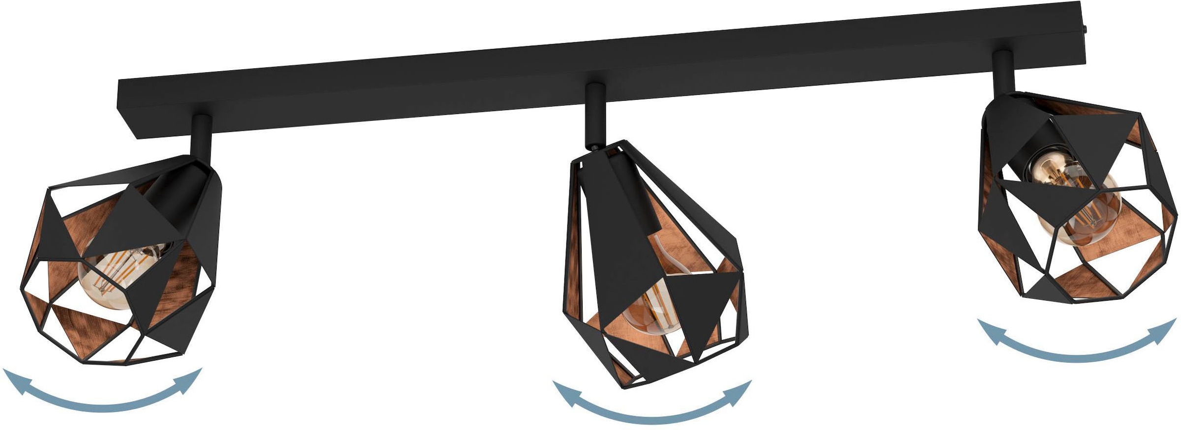 EGLO Deckenleuchte »Carlton 7 Deckenlampe, stahl, Vintage, Industrial Retro, E27, Lampe« E27 1 Stk. EGLO Spot Carlton 7 schwarz, kupferfarben-antik 3X40W L:73 H:25,5 cm