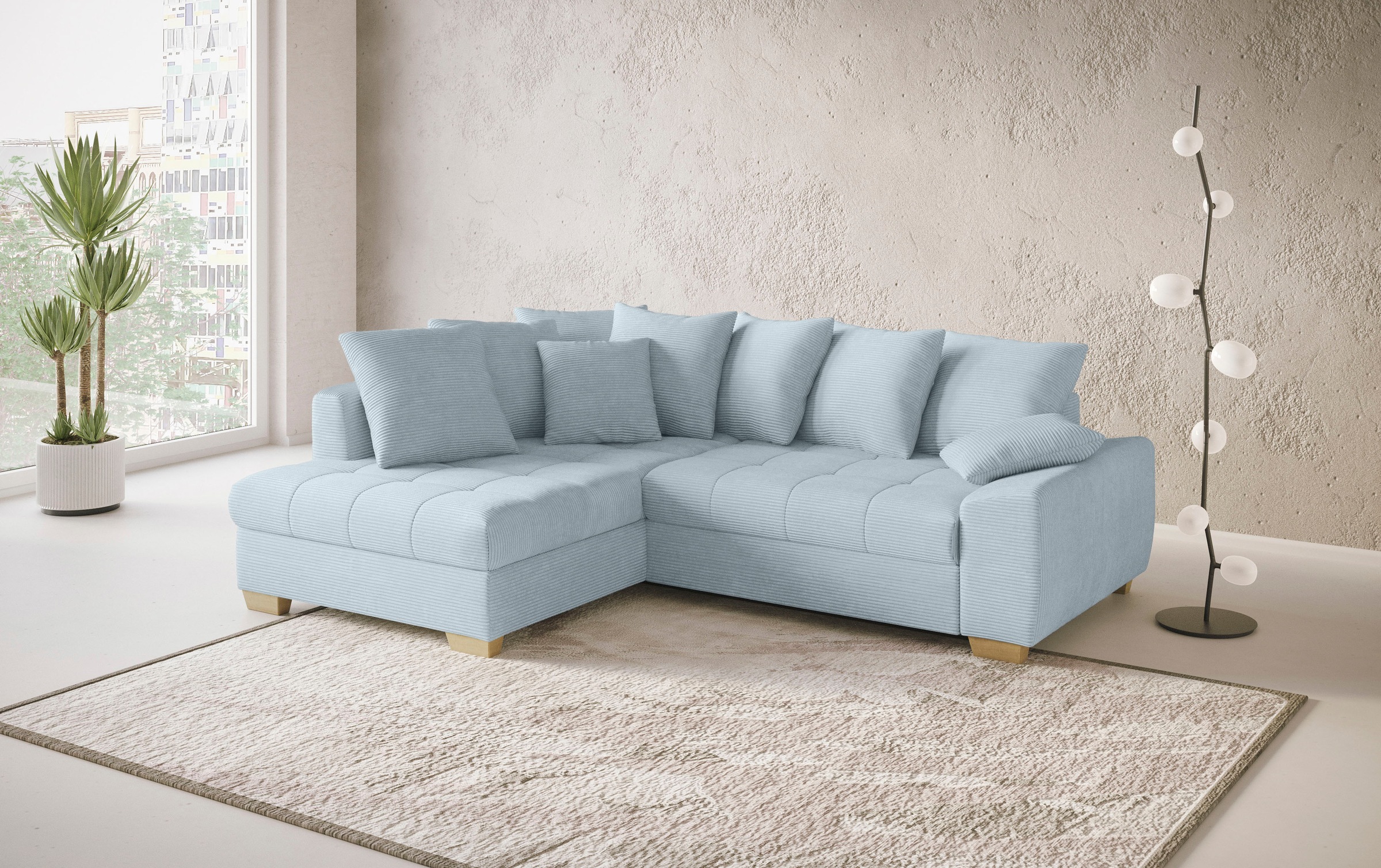 Mr. Couch Ecksofa »Nikita II, L-Form, bis 140kg pro Sitzplatz belastbar«, mit Kaltschaumpolsterung, wahlweise mit Bett und Bettkasten