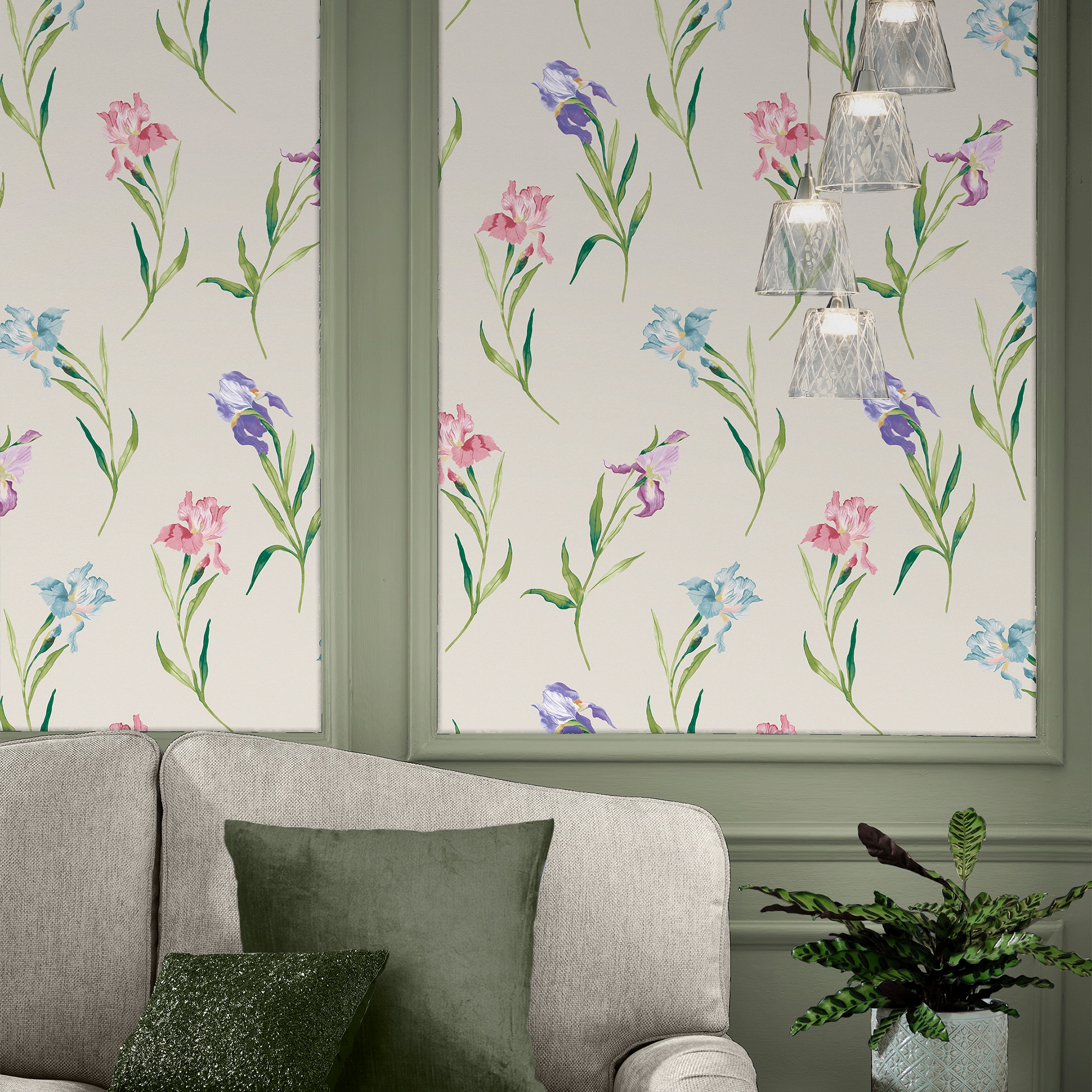 LAURA ASHLEY Vliestapete "Hawling Irises Soft Natural" geblümt glatt 10mx52cm (ca. 5m2)