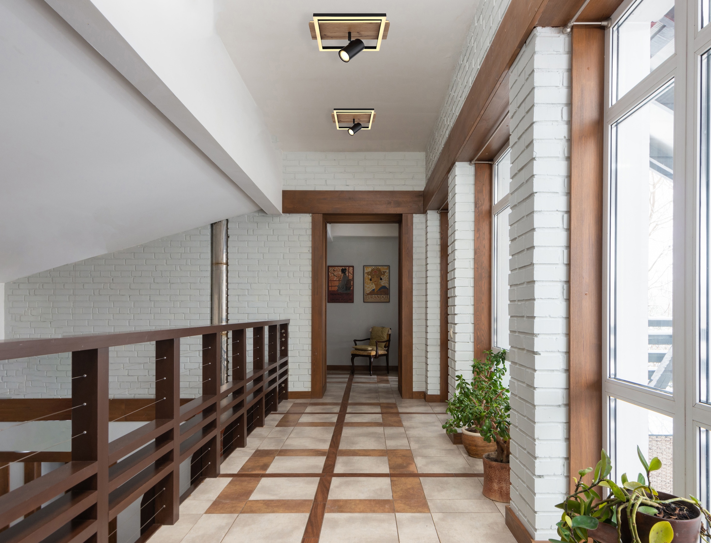 GLOBO LIGHTING LED Deckenleuchte »KASSU«, Leuchtmittel LED-Modul | LED fest integriert, Deckenlampe/Wohnzimmer/Schlafzimmer/modern/Holz
