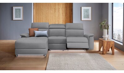 Ecksofa »Pareli 259cm mit Recamiere in Echtleder, Kunstleder, Webstoff, mit«