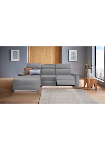 Ecksofa »Pareli, L-Form, 259cm,m. Recamiere, Echtleder, Kunstleder, Webstoff«