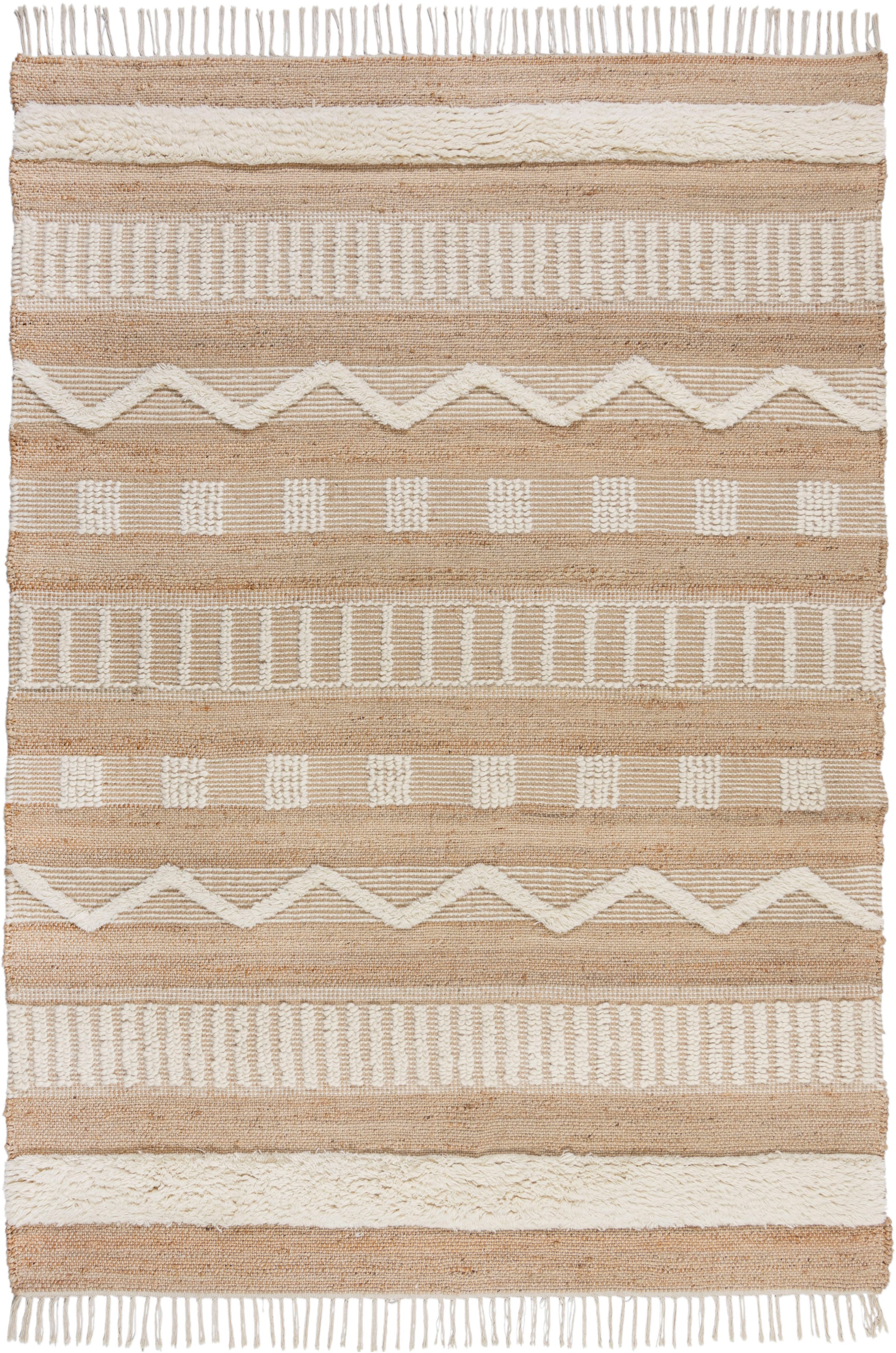 Teppich »Medina«, rechteckig, Boho-Look, aus Naturfasern wie Wolle & Jute