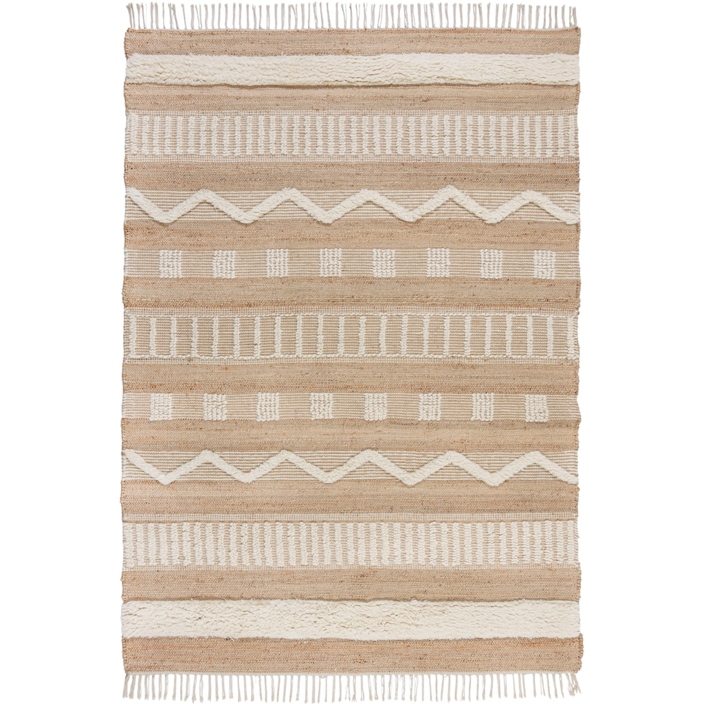 FLAIR RUGS Teppich »Medina«, rechteckig, Boho-Look, aus Naturfasern wie Wolle & Jute