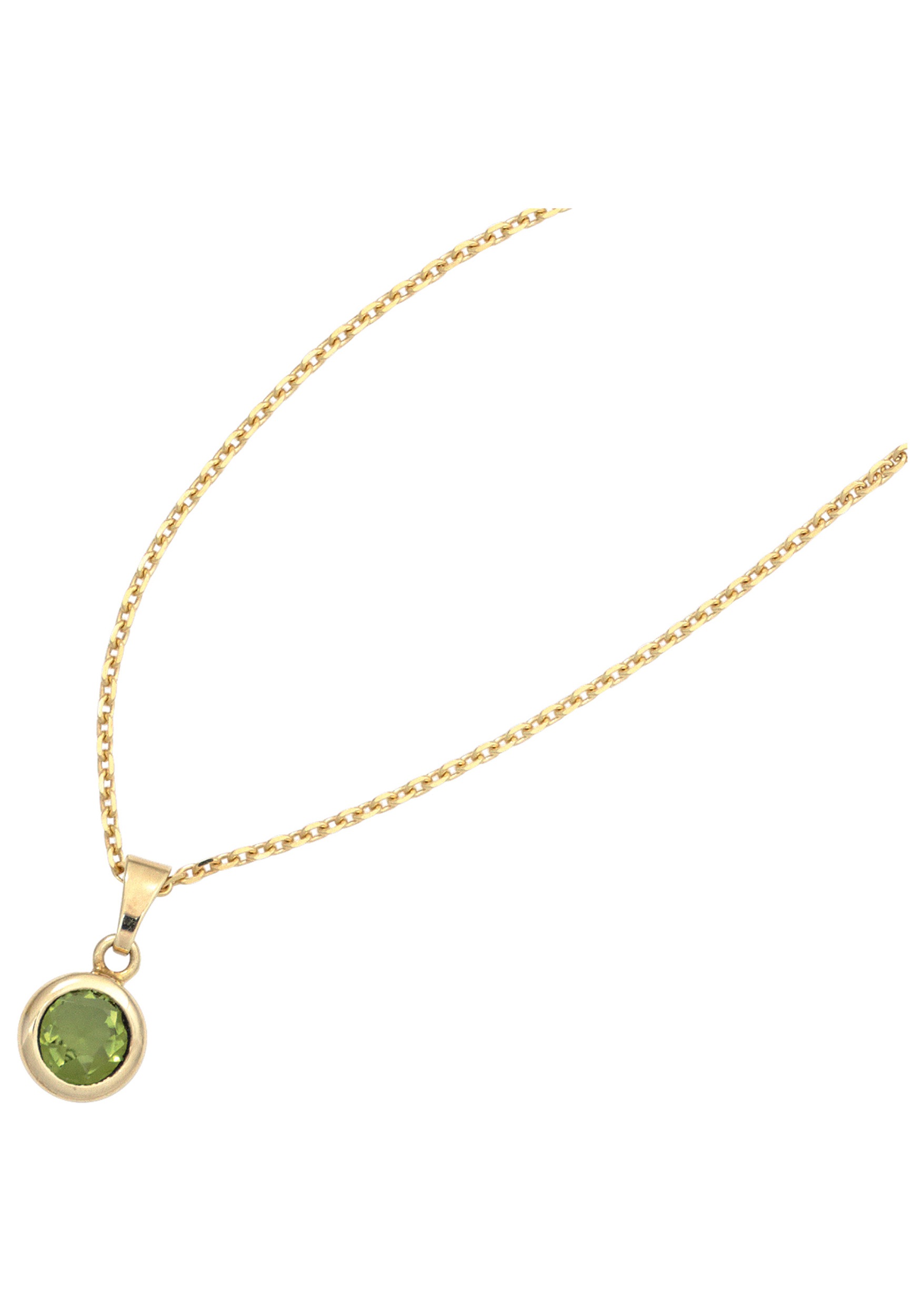 JOBO Runder Anhänger, rund 585 Gold mit Peridot