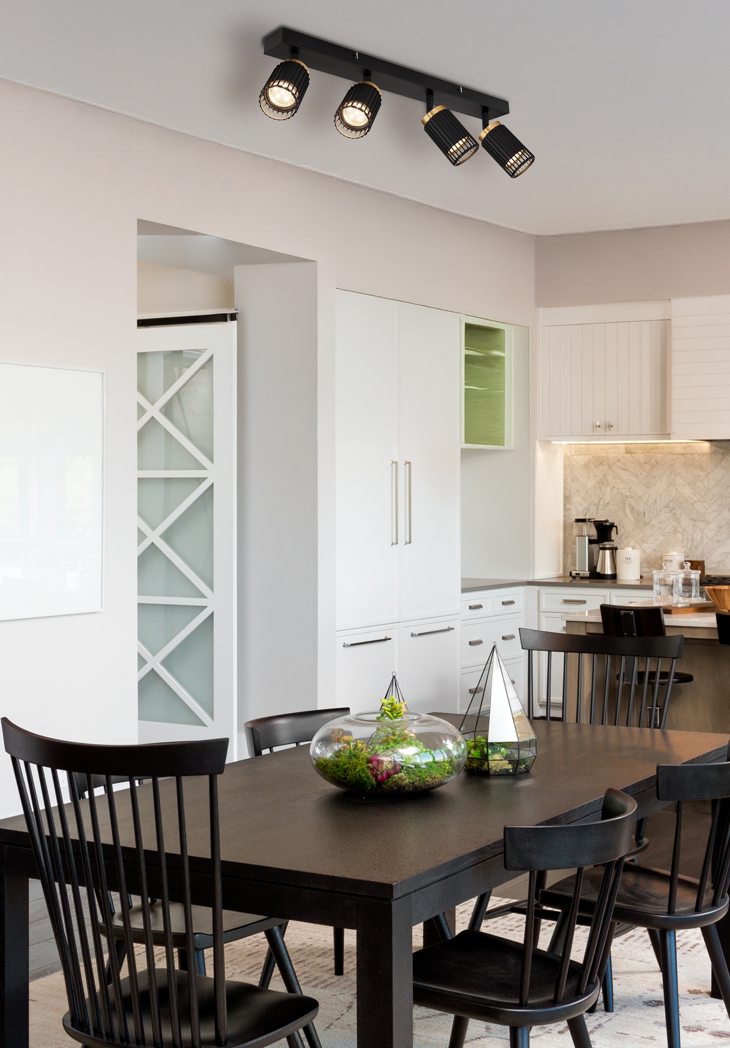 GLOBO LIGHTING Deckenspot »KORBEN« GU10 1 Stk. Schwarzer Strahler mit Aluminium schwarz-gold, E14 4x25W