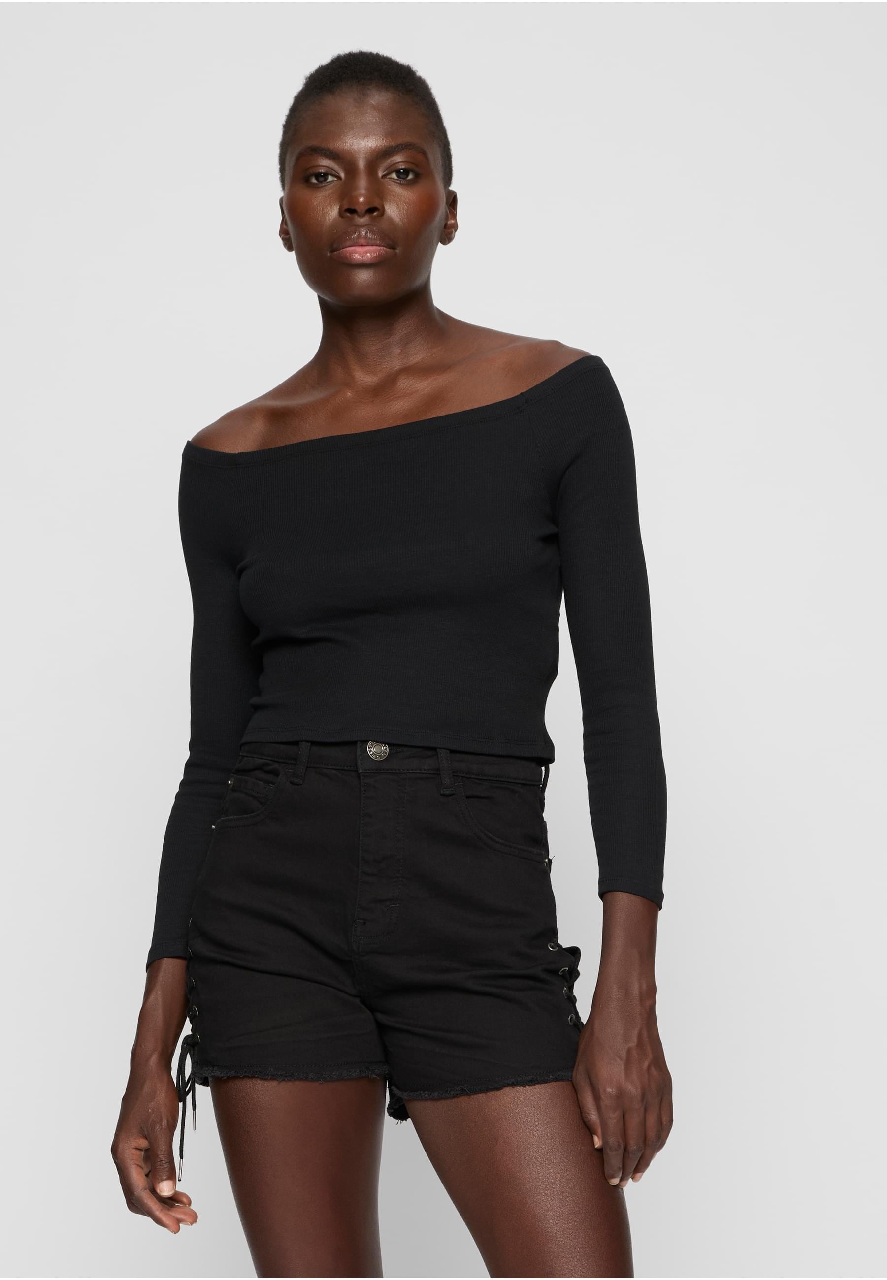 URBAN CLASSICS Langarmshirt »Urban Classics Damen Ladies Off Shoulder Rib Longsleeve«, (1 tlg.)