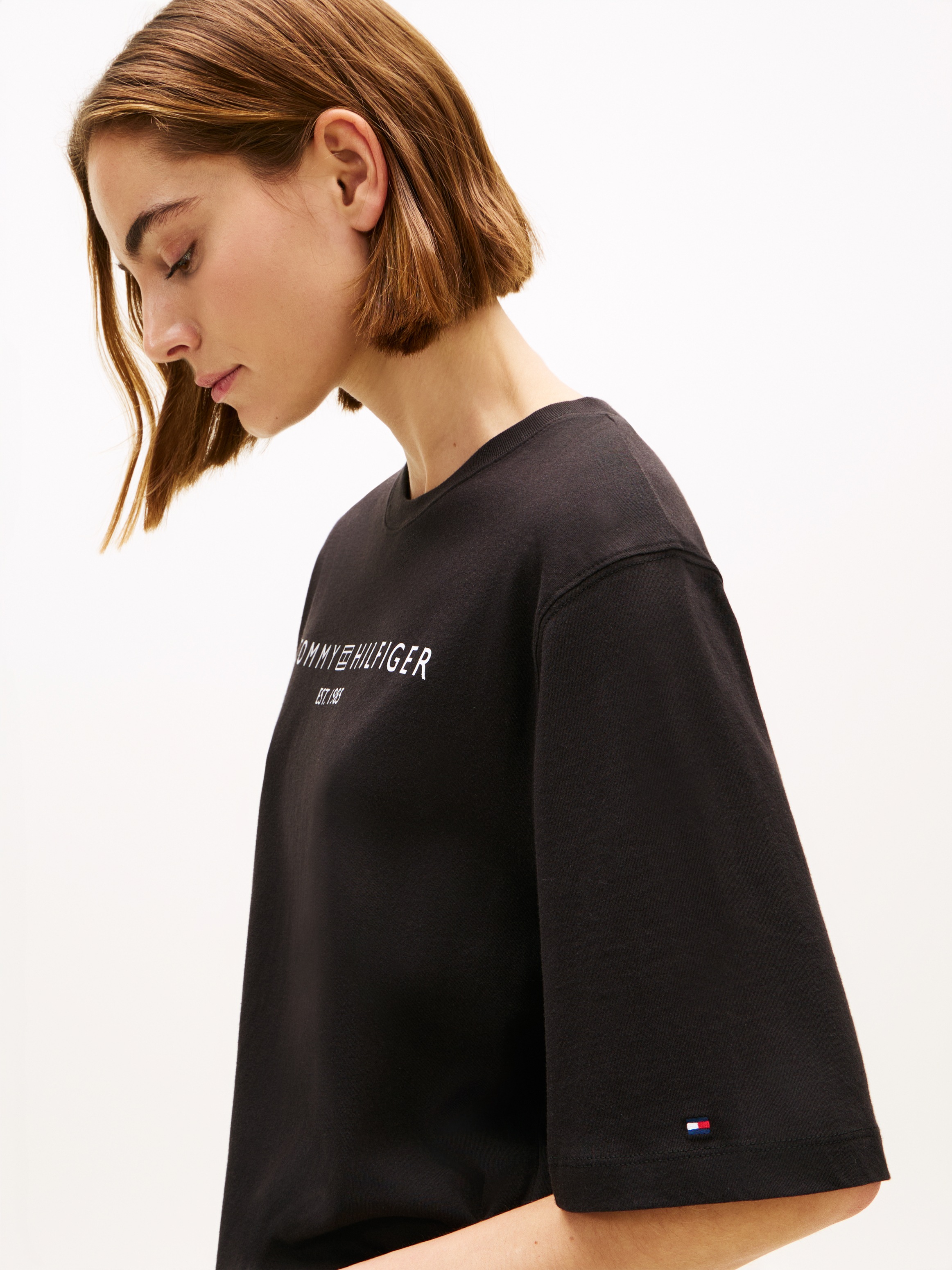 Tommy Hilfiger Langarmshirt "CORP LOGO TRAPEZE C-NK TEE" günstig online kaufen