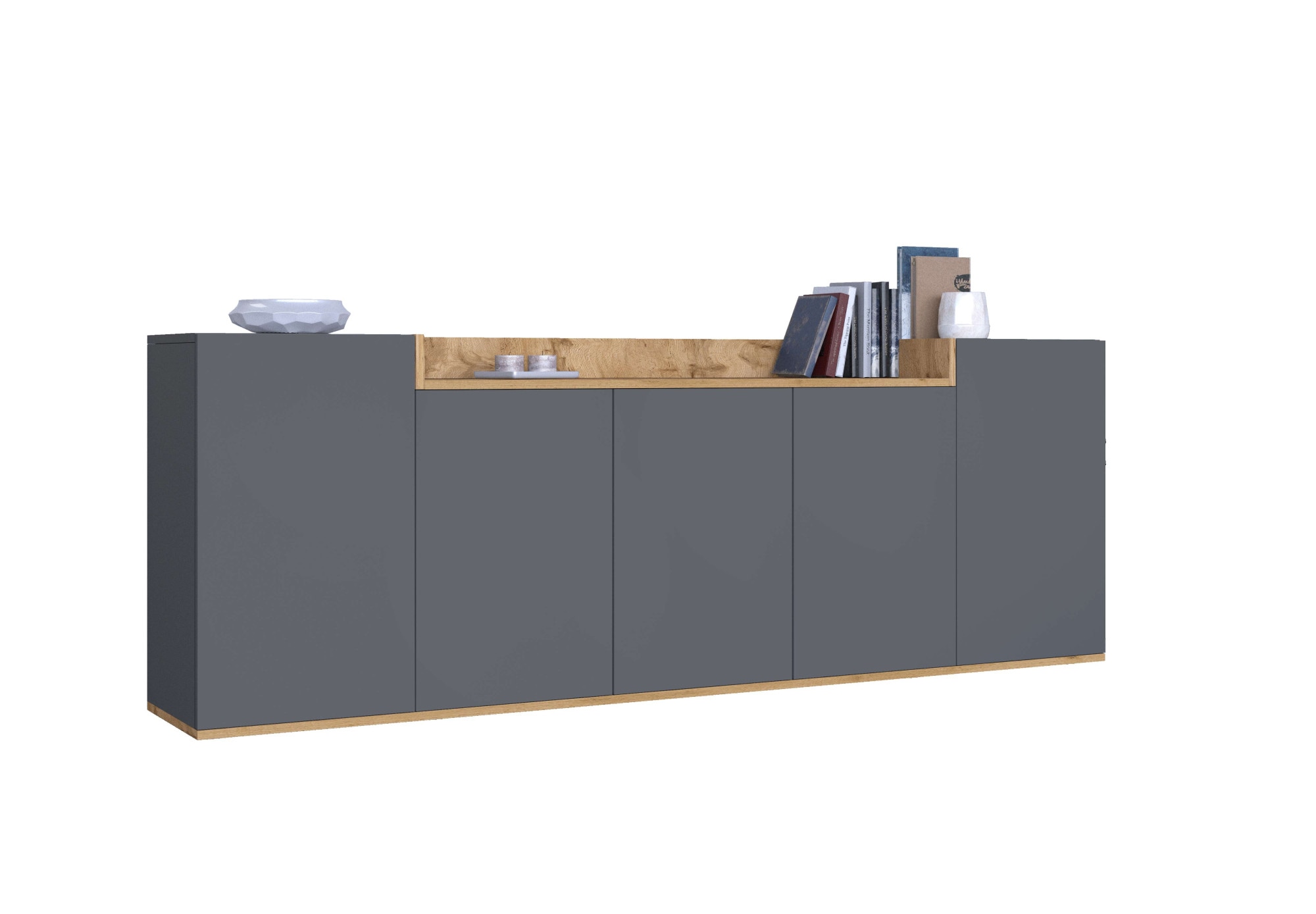 OTTO home Sideboard "BOLSENA, Kommode, Schrank,Lowboard mit 8 Fächer und offenes Ablagefach" 1 Stk. tlg. stehend/hängend montierbar, Made in Italy, B/T/H: 200 × 35 × 71,2 cm