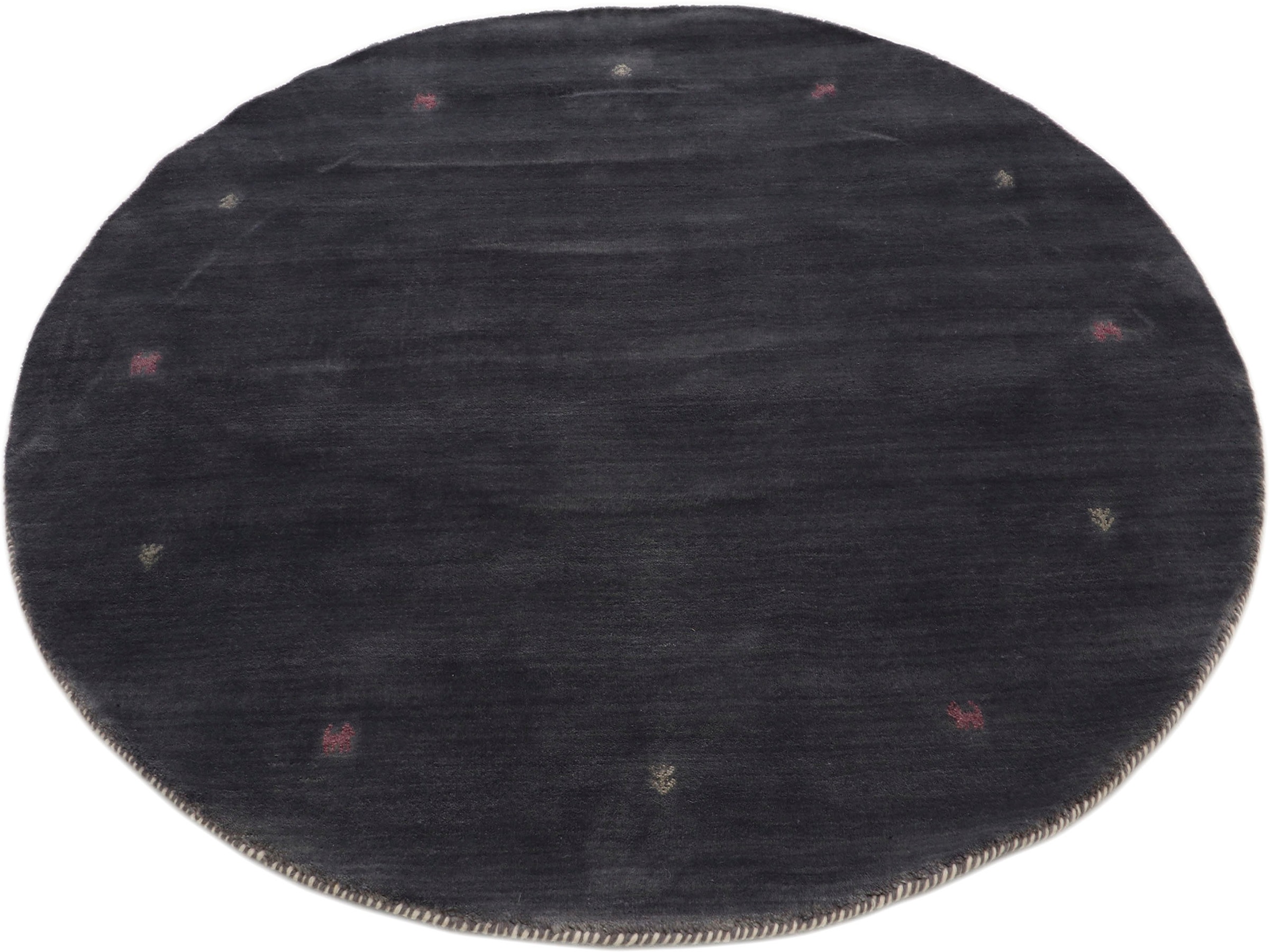 carpetfine Wollteppich »Gabbeh Uni«, rund, 15 mm Höhe, reine Wolle handgewebt, Gabbeh Tiermotiv warmes Raumklima viele Größen
