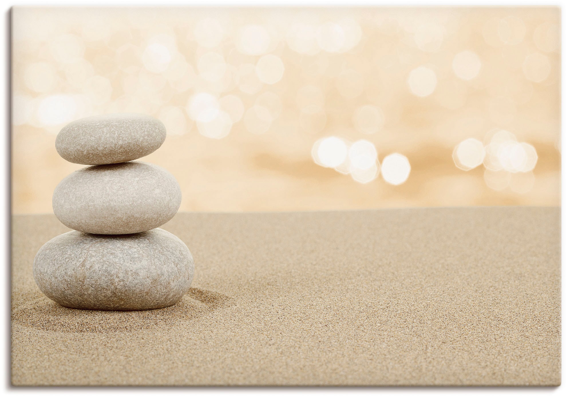 Artland Wandbild »Zen Steine im Sand«, Zen, (1 St.), als Leinwandbild, Poster in verschied. Größen