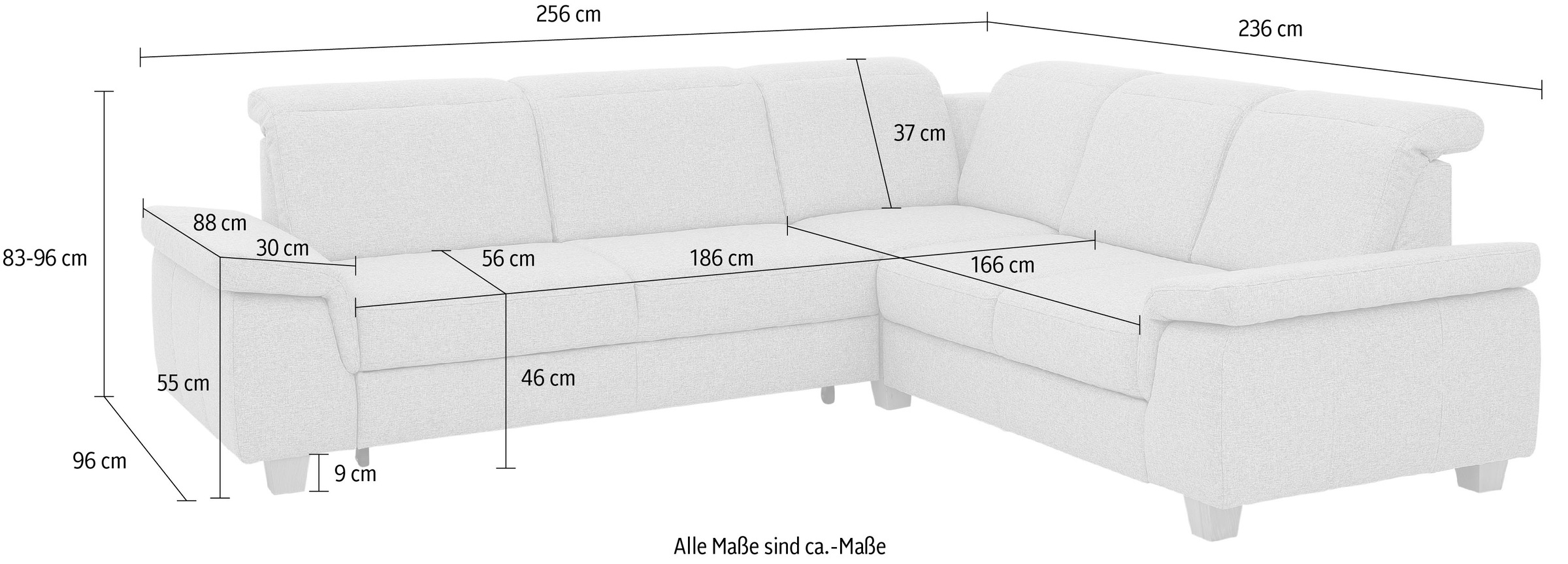 Home affaire Ecksofa »Dalia L-Form«, mit Federkernpolsterung, wahlweise mit Bettfunktion, Bettkasten