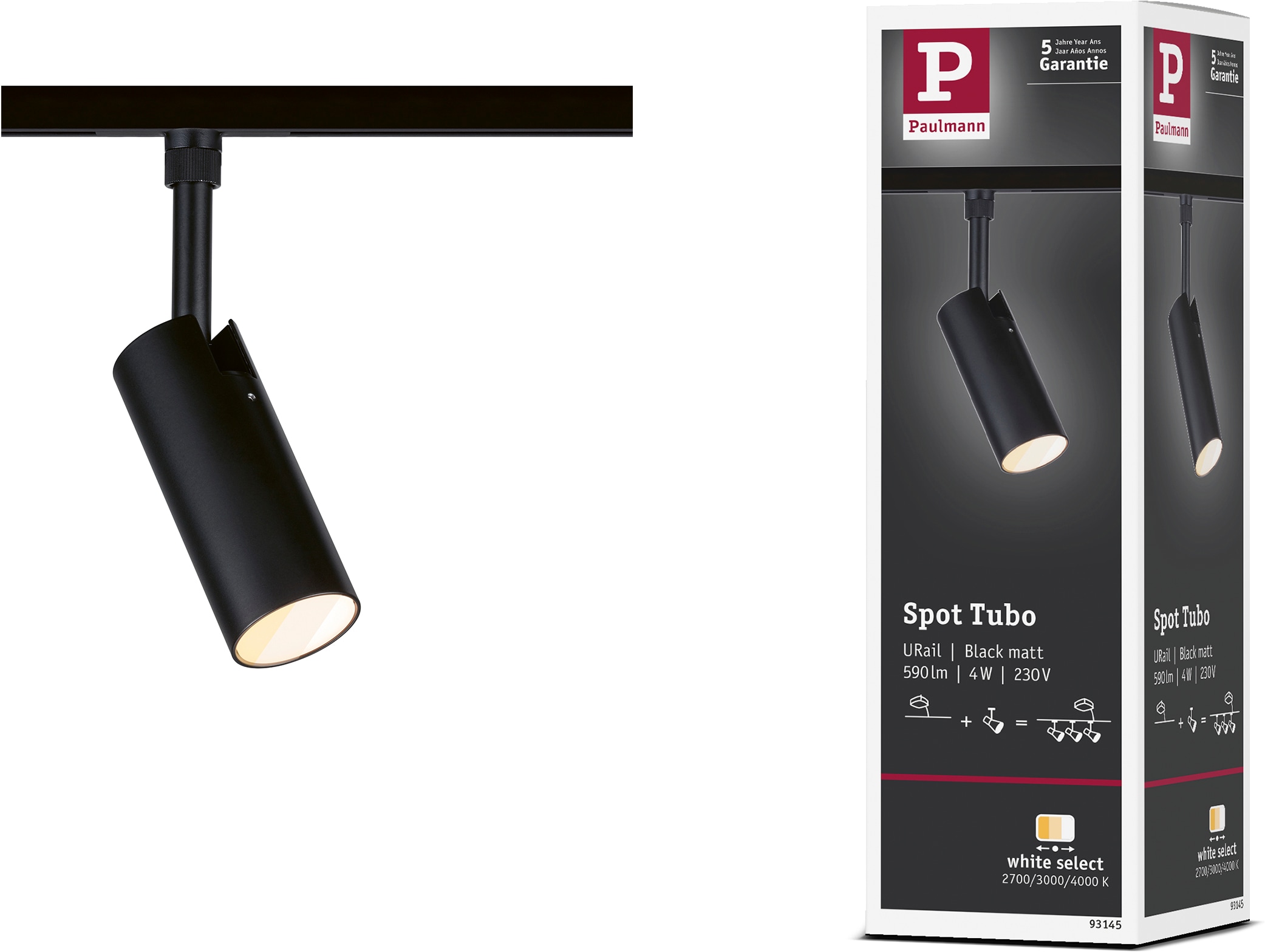 Paulmann Schienensystem-Leuchten »URail Spot Tubo 1x4W 2700-4000K 230V« LED-Modul 1 Stk. Farbwechsler Schwenkbarer Spot