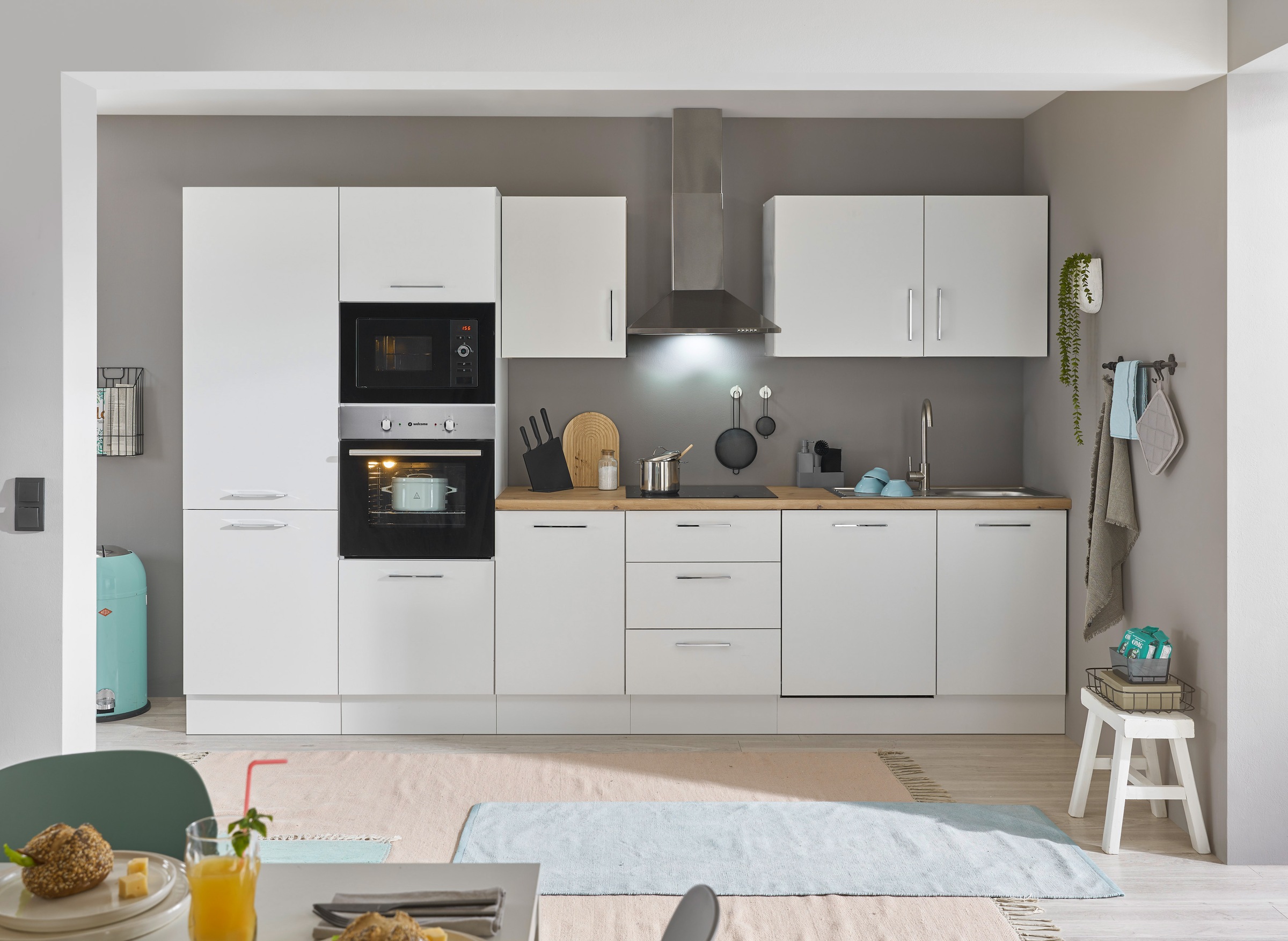 BASIC by Balculina Küchenzeile »Turin«, Breite 340 cm, wahlweise mit E-Geräten