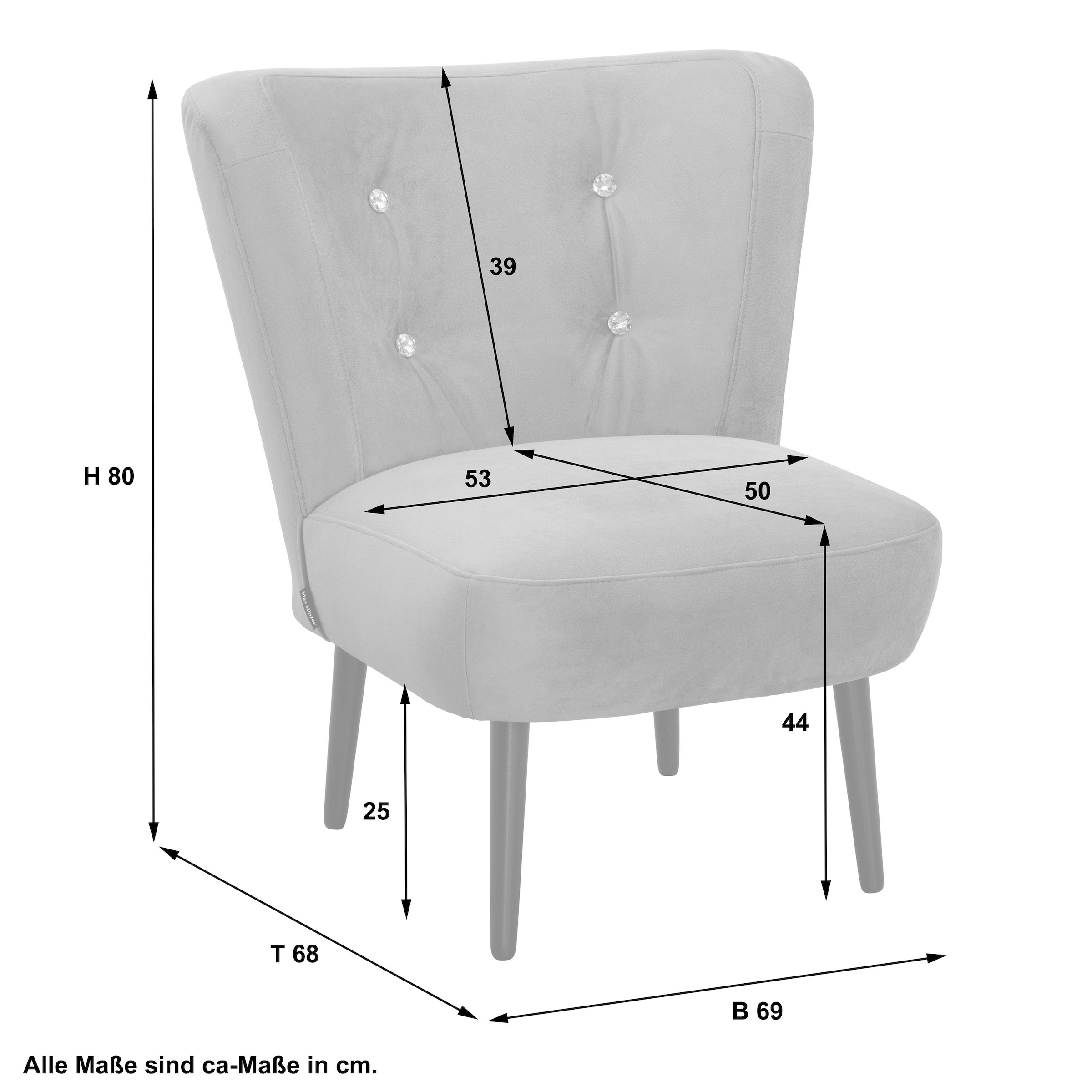 Max Winzer® Sessel »Norrman, hochwertiger Sessel in exklusivem Design, mit Strasssteinen«, hervorragender Sitzkomfort, handgefertigt, aus weichem Samtvelours