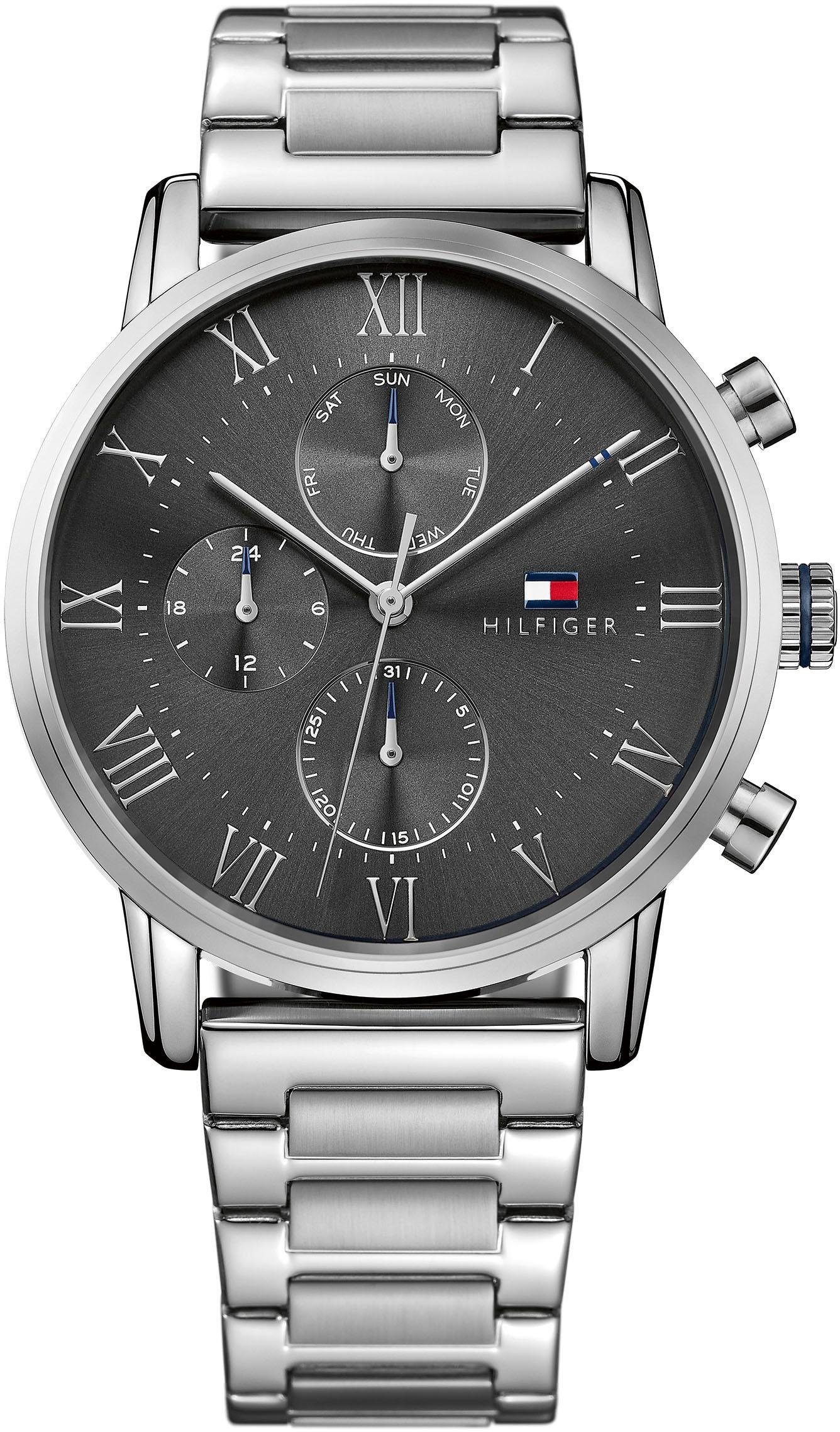 Tommy Hilfiger Multifunktionsuhr »KANE« Quarzuhr, Armbanduhr, Herrenuhr, Datum, Edelstahlarmband
