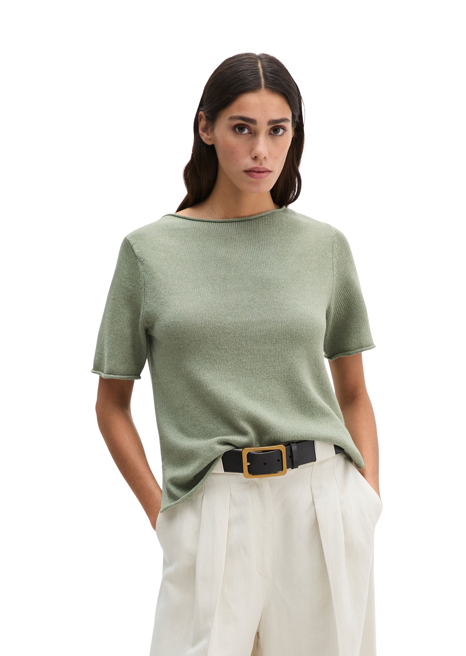 Marc OPolo Kurzarmpullover "aus Organic-Cotton-Leinen-Mix" günstig online kaufen