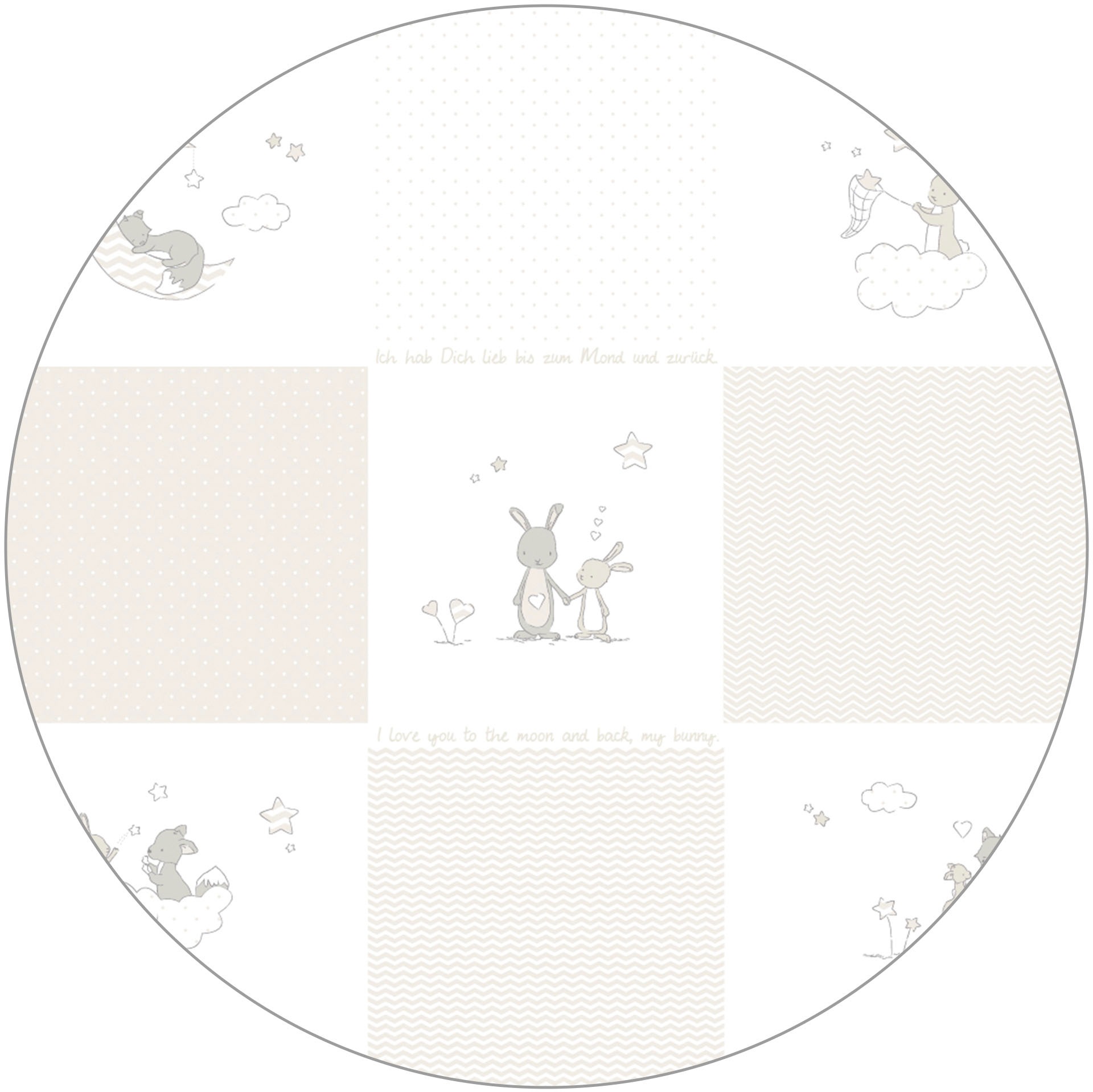 roba Laufgitter "Fox & Bunny, weiß, 75x100 cm" bis 15 kg mit Stoffeinlage; günstig online kaufen