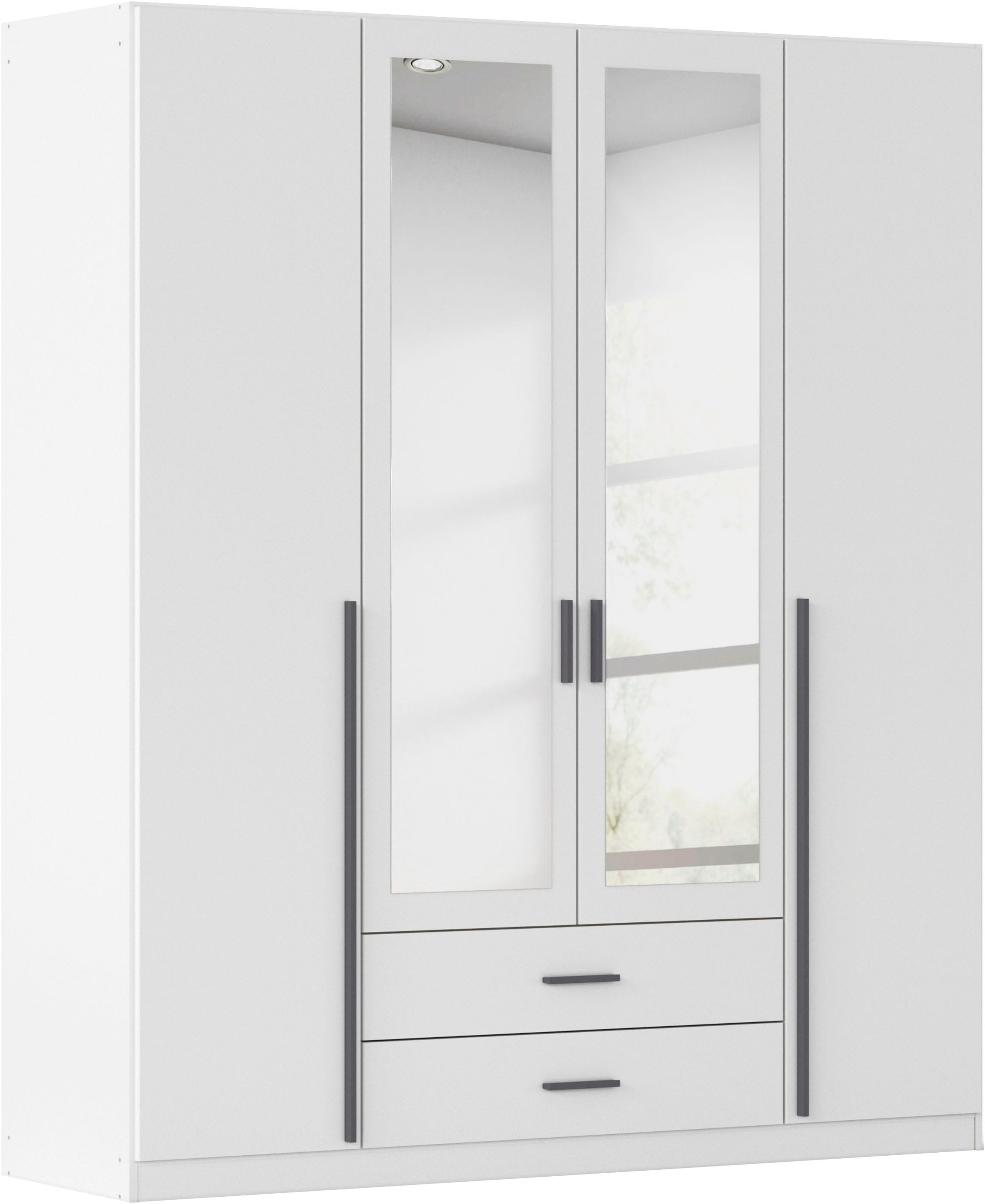 rauch Kleiderschrank "Schrank Garderobe Ankleide GAMMA Breiten 91/136/181/226/271/315/360 cm" in 3 Ausstattungen BASIC/CLASSIC/PREMIUM (inkl. SOFT-CLOSE-Funktion), verschiedene Griff-Varianten, mit Spiegel TOPSELLER MADE IN GERMANY